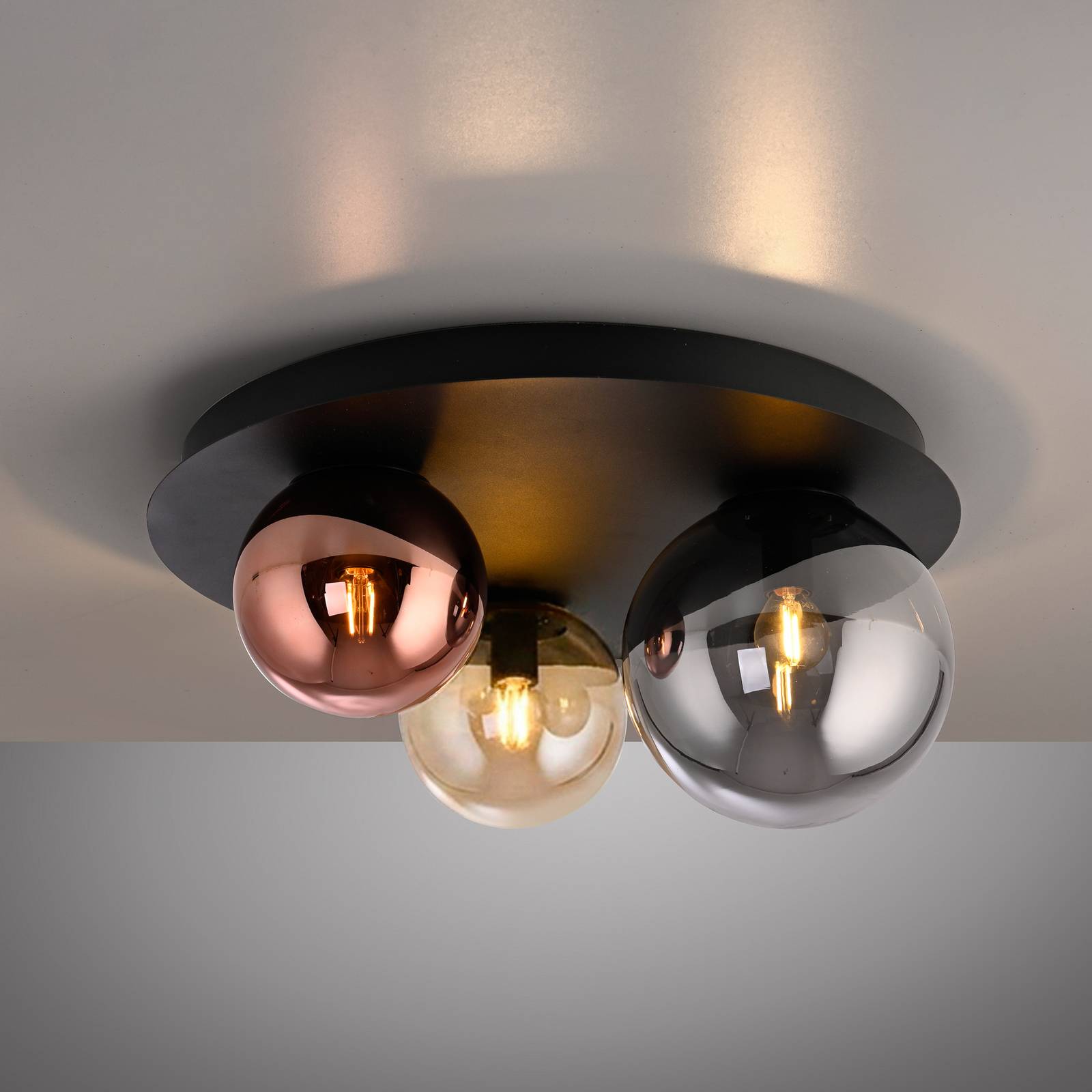 Lampa sufitowa Shiny, 3-punktowa, okrągła, multicolor, szklana, E14