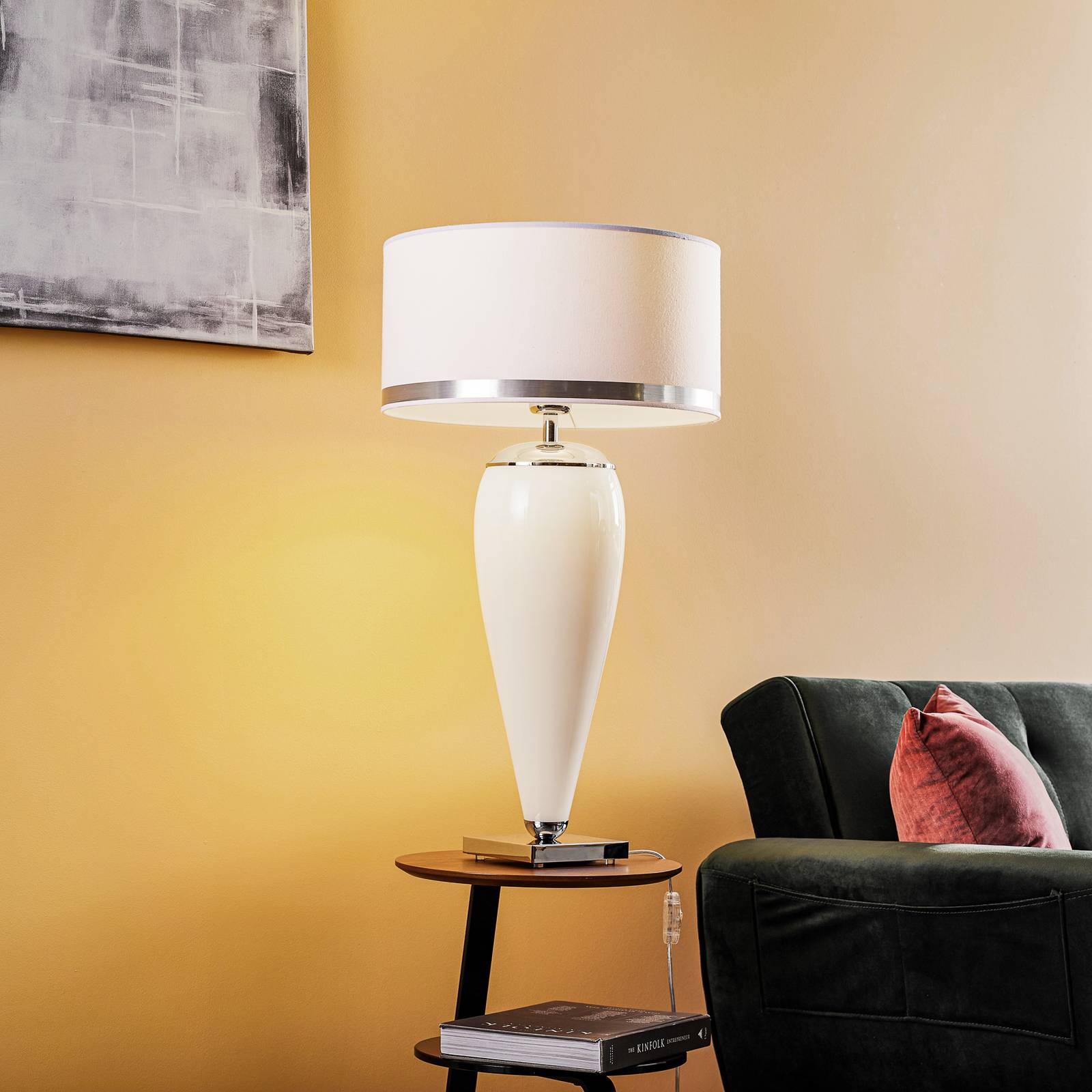 Argon Stolní lampa Lund, bílá/opálová, výška 70 cm