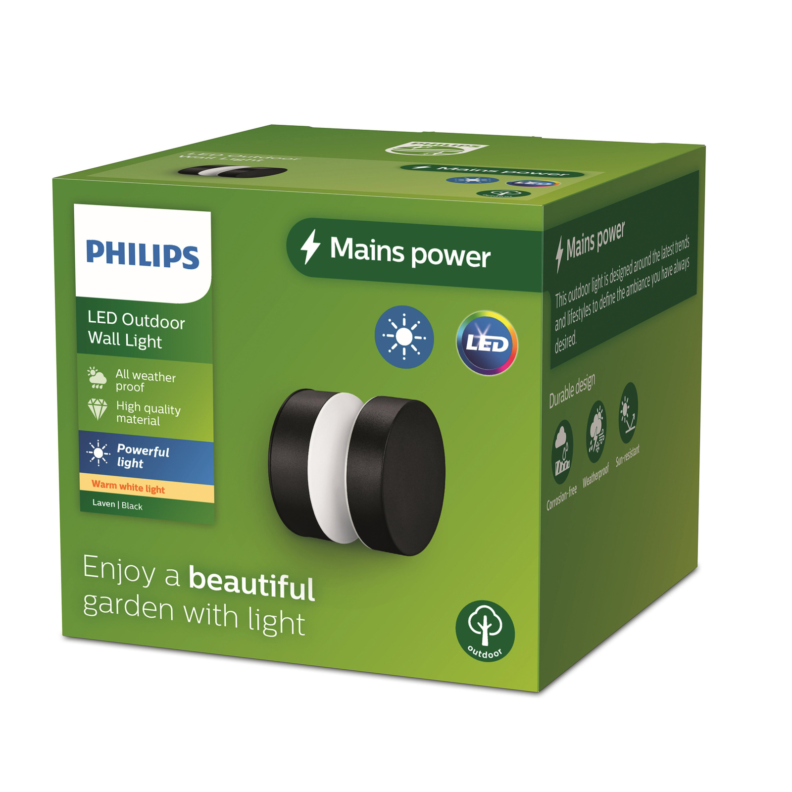 "Philips" LED lauko sieninis šviestuvas "Laven", aukštis 10 cm
