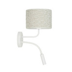 Roller wall light, bouclé, white/cream, reading light