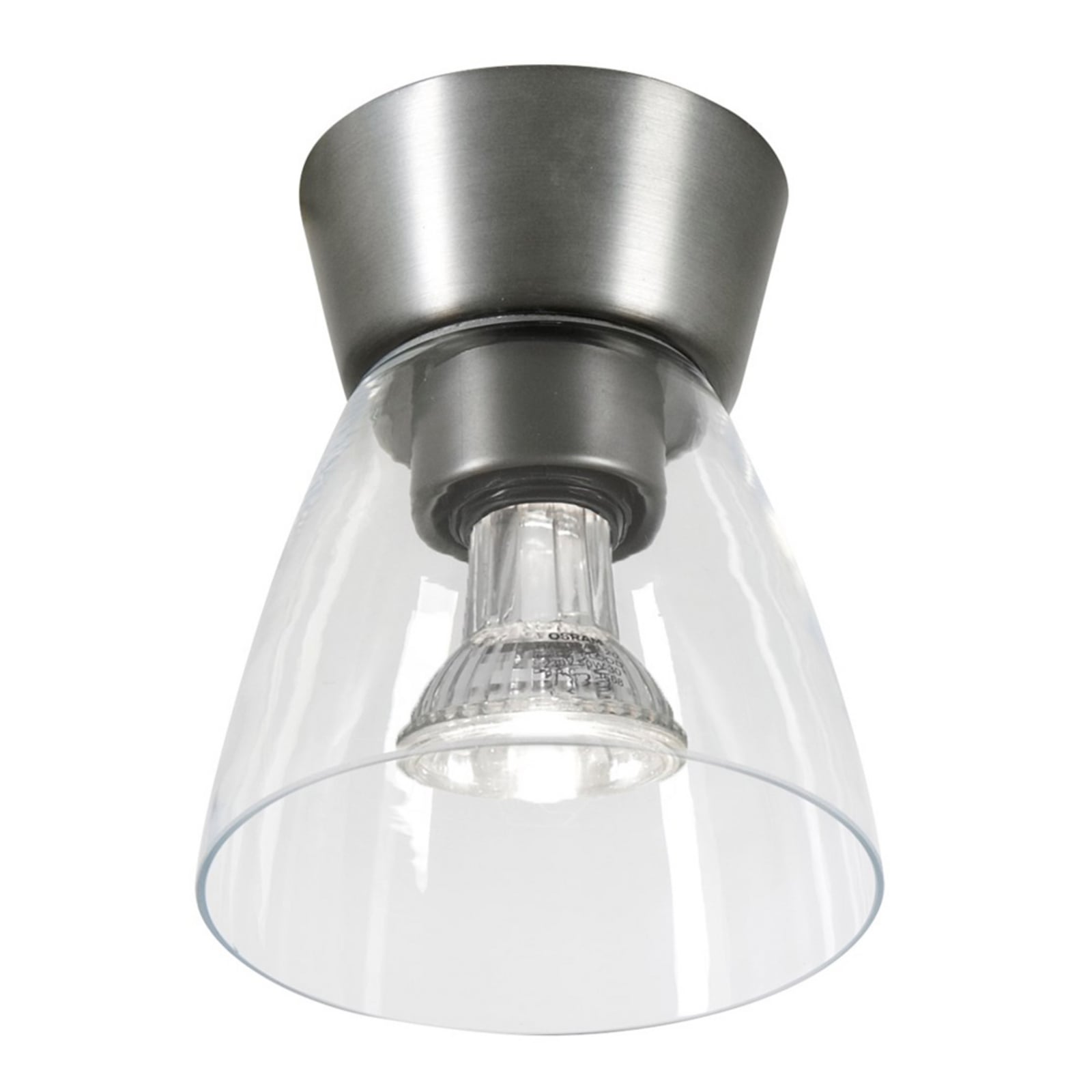 BELID Bizzo LED ceiling light clear glass oxide grey, for Living / Dining Room, metal, glass, E27, 6 W, energy efficiency: A++, H: 19.3 cm