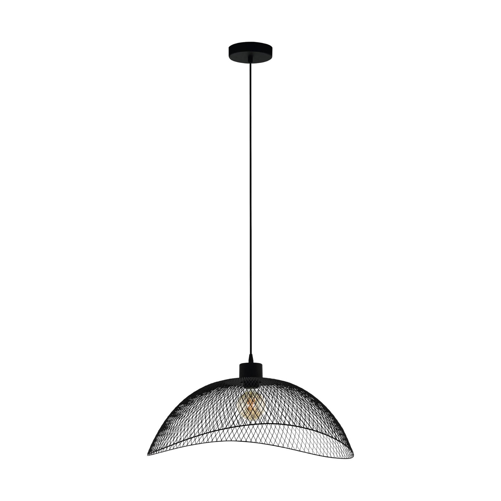 Pompeya hanglamp, lengte 57 cm, zwart, staal