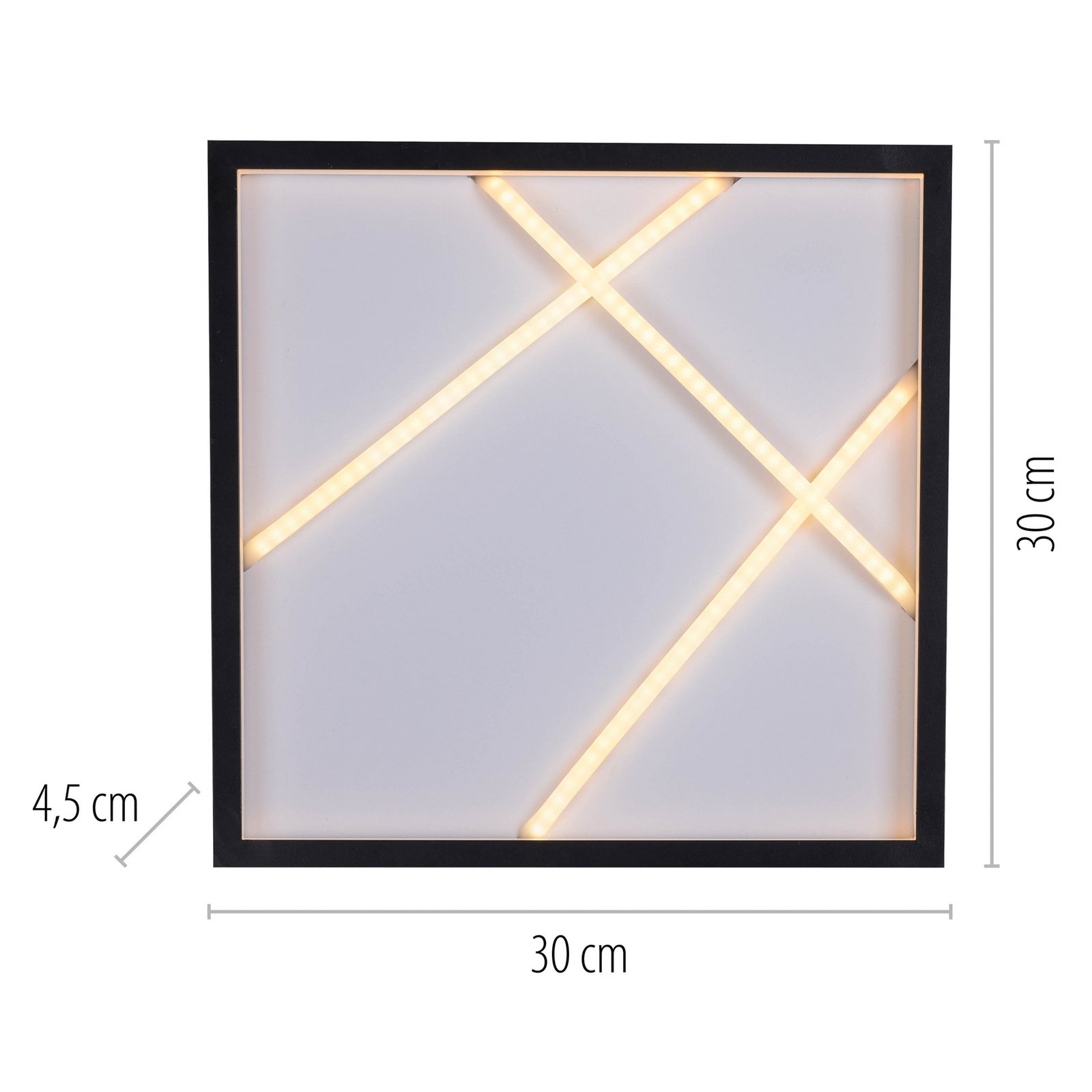 JUST LIGHT. LED plafondlamp Mikado, 30 x 30 cm, zwart
