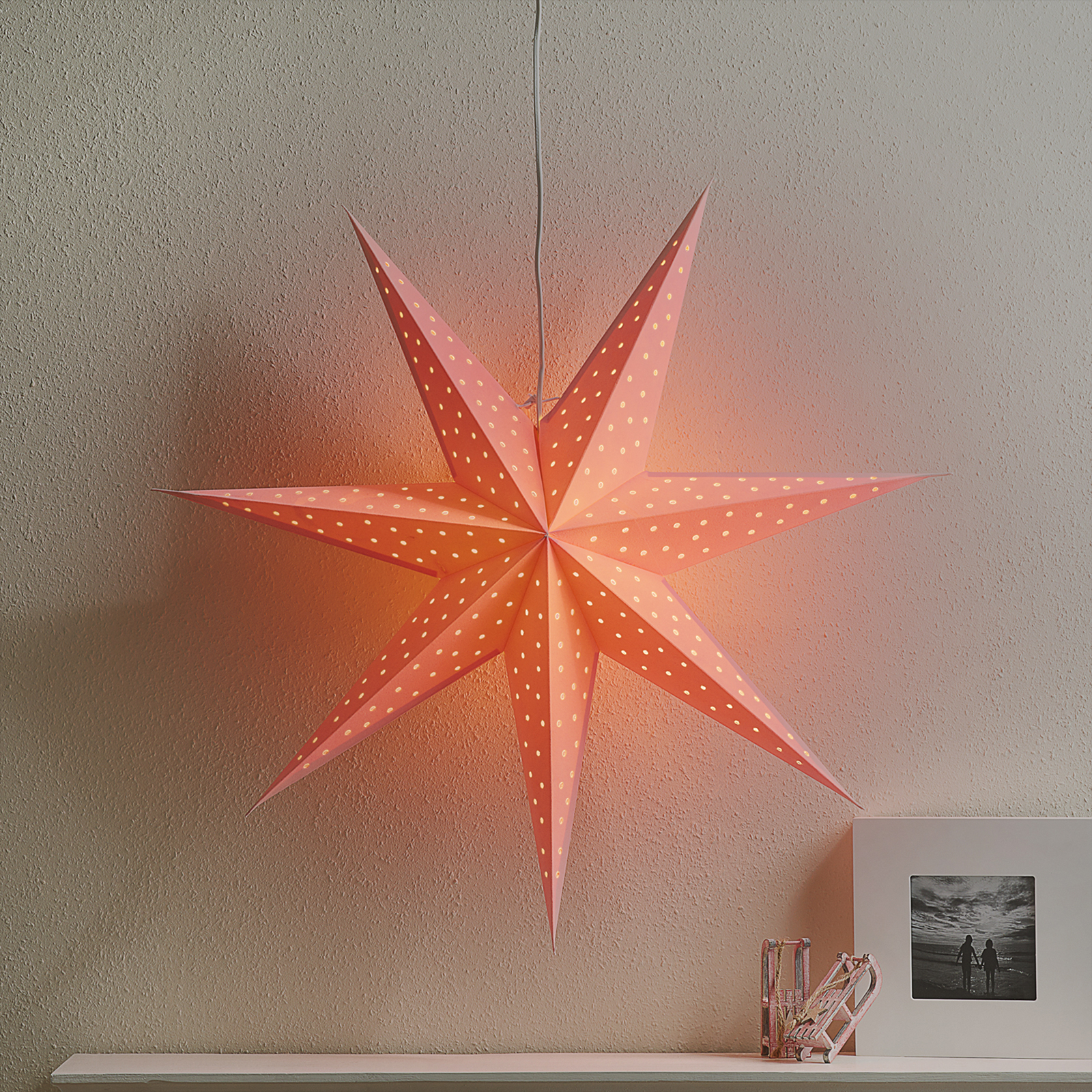 Estrella Clara para colgar, Ø 75 cm, rosa
