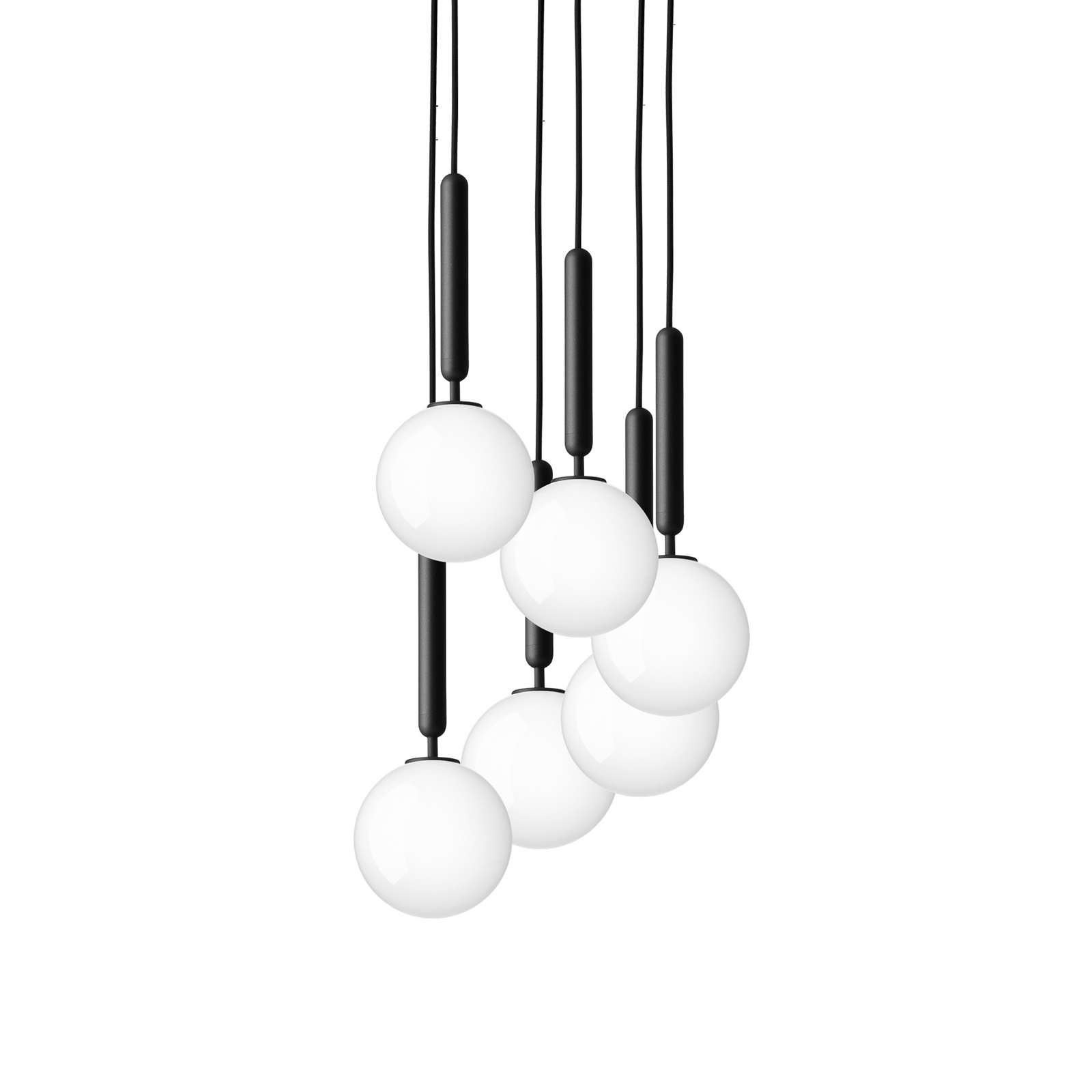 Miira 6 lysekrone, Ø 35 cm, grå/opal, 6 lyskilder - Nuura