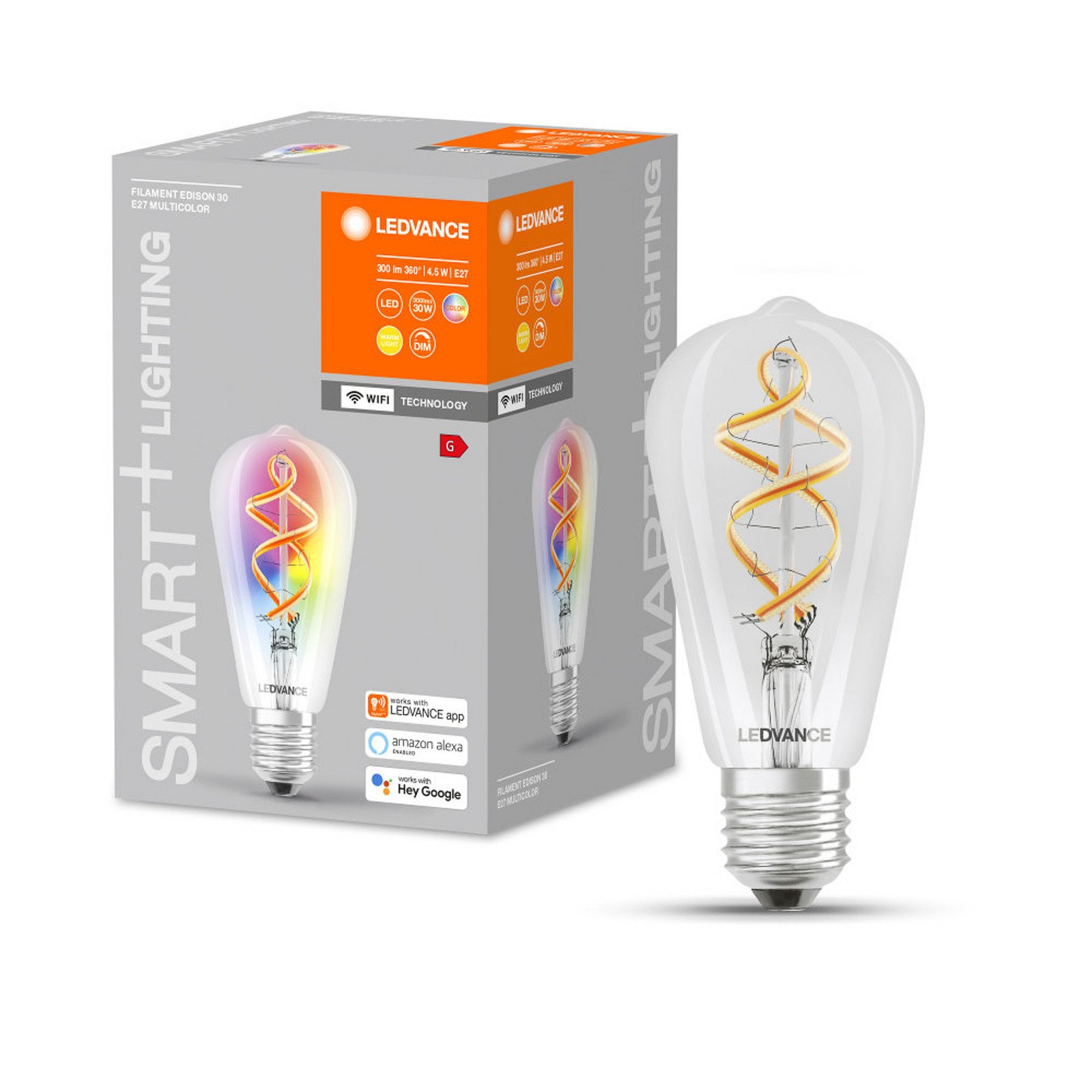 LEDVANCE SMART+ WiFi filament Classic E27 45W 827 - transparent - Sticlă