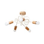 Plafonnier Oxford, beige sable, bois, métal, à 5 lampes, Ø 47 cm
