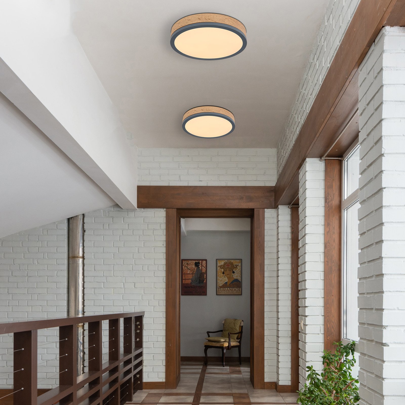 Doro LED ceiling lamp Ø30cm dark wood, graphite
