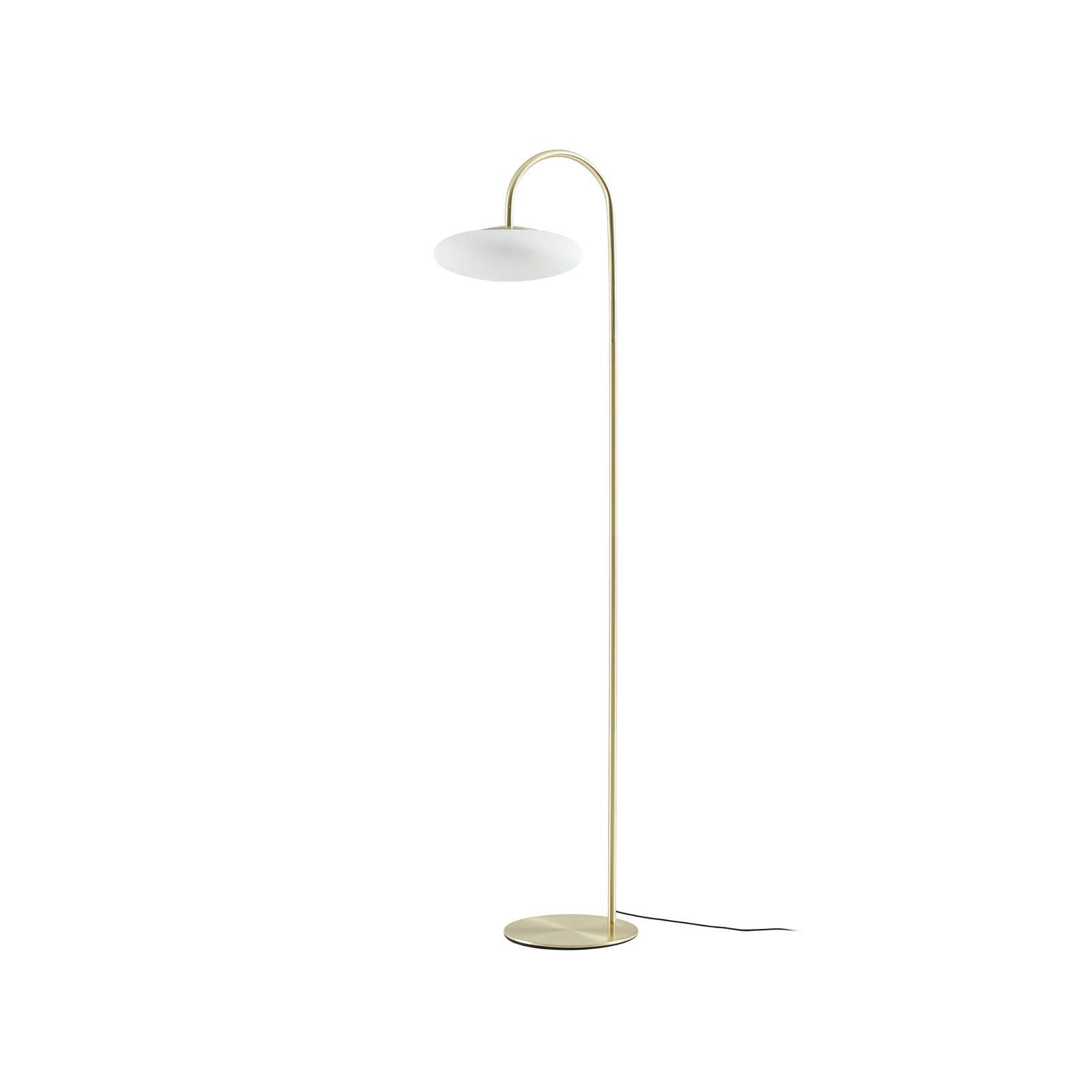 Lucande LED-Stehleuchte Tenebra, 150 cm, messing/weiß, Glas