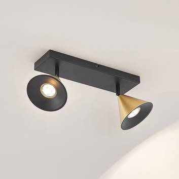 Lucande Kartio lampa ścienna, 2-pkt., mosiądz