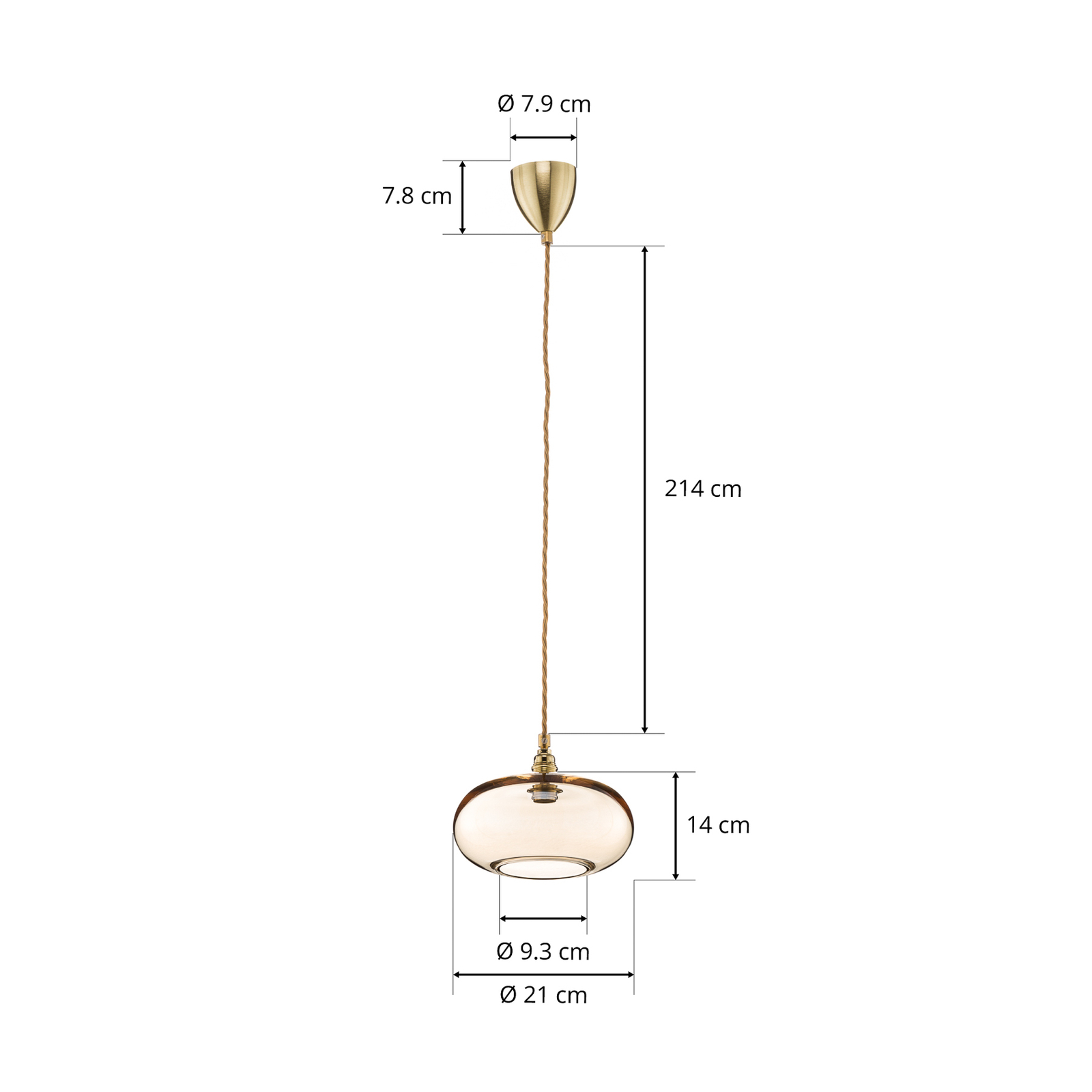 EBB & FLOW Horizon hänglampa guld rökgrå Ø 21 cm