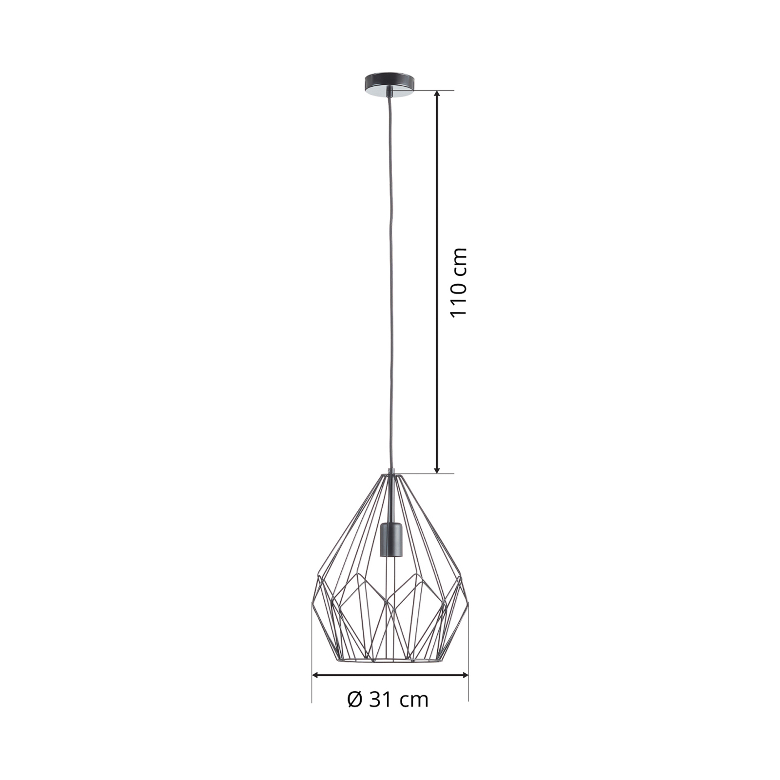 Hængelampe Carlton i burdesign, sort Ø 31 cm