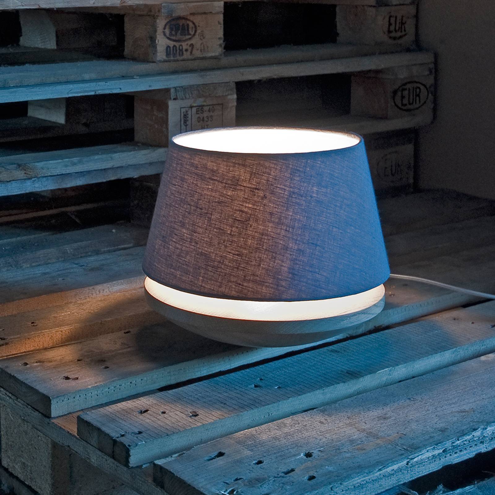 E-shop Dubové drevo a ľan – stolná lampa Kjell, iron
