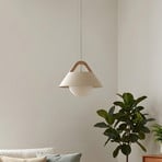 Hanglamp Funda, beige, Ø 30 cm, 1-lamp, metaal/glas