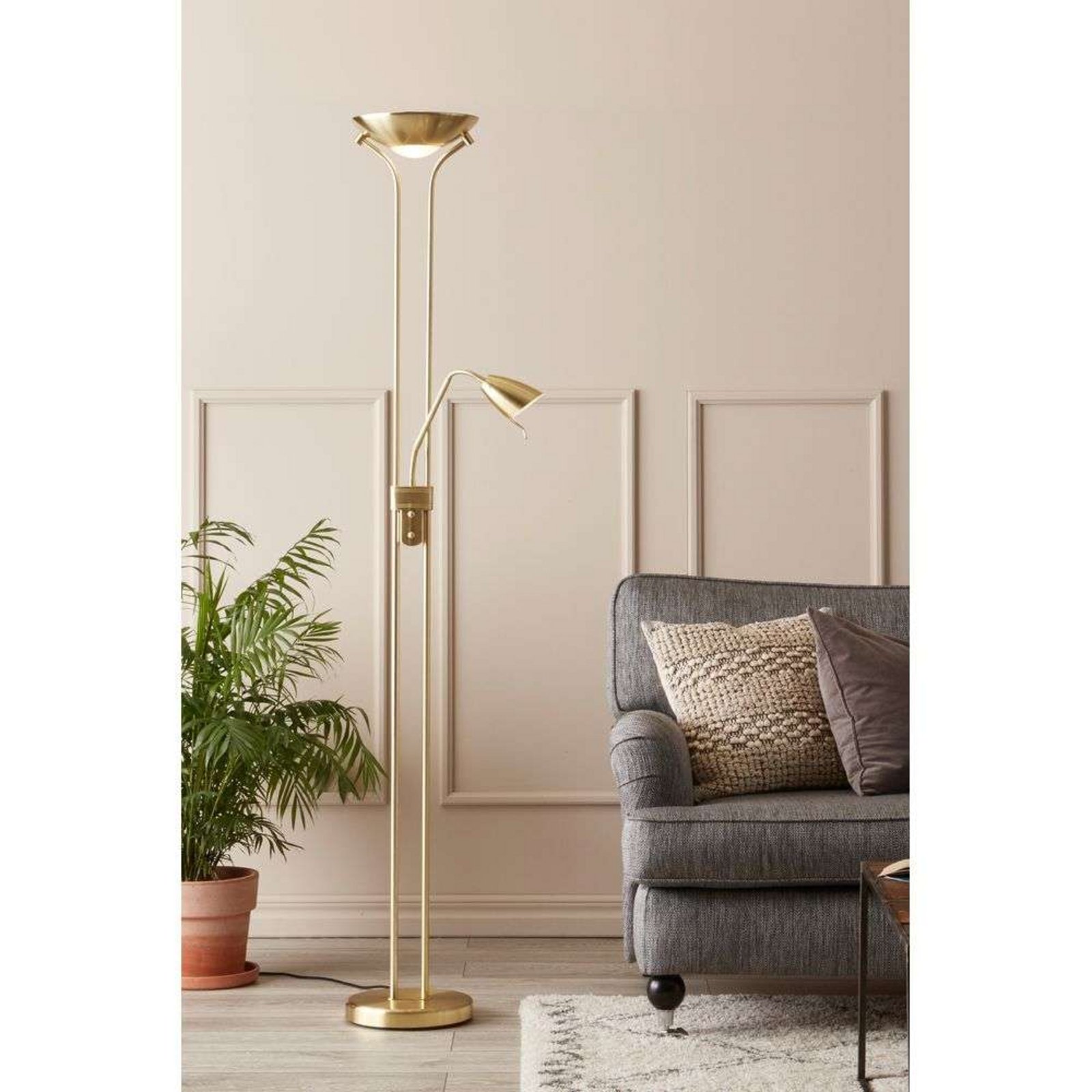 Detroit 2 Floor Lamp Brass - Markslöjd