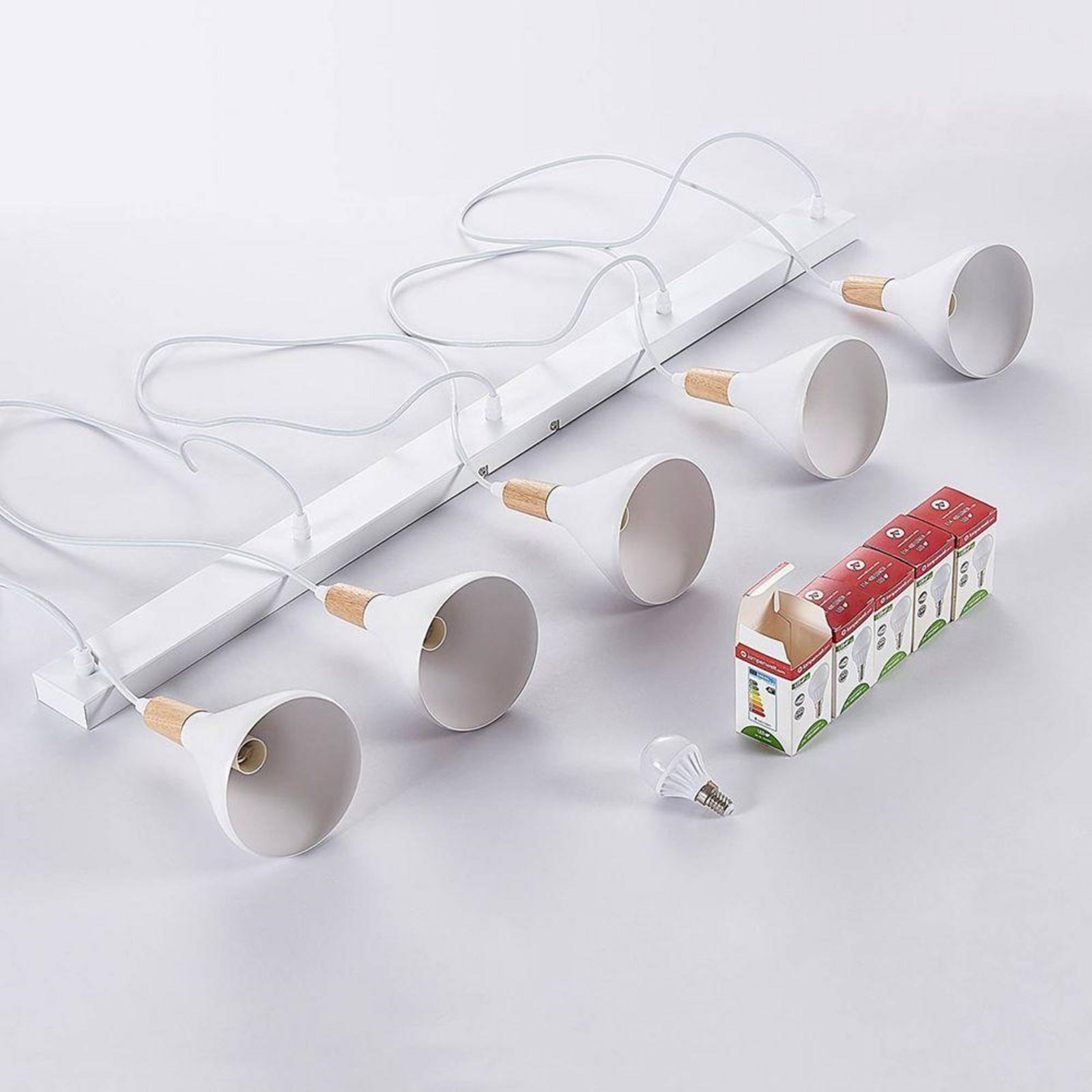 Arina Lustră Pendul White/Wood - Lindby