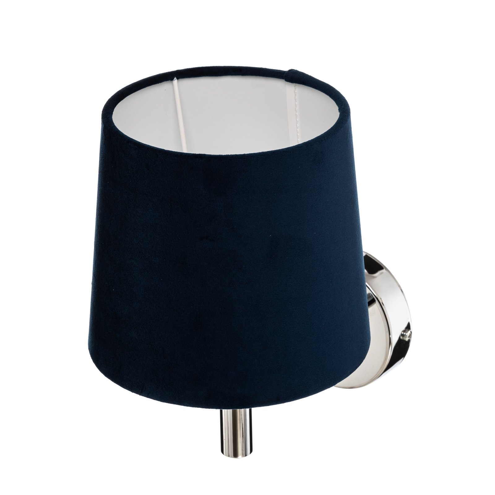 Vegglampe Bono, tekstilskjerm, krom/blå