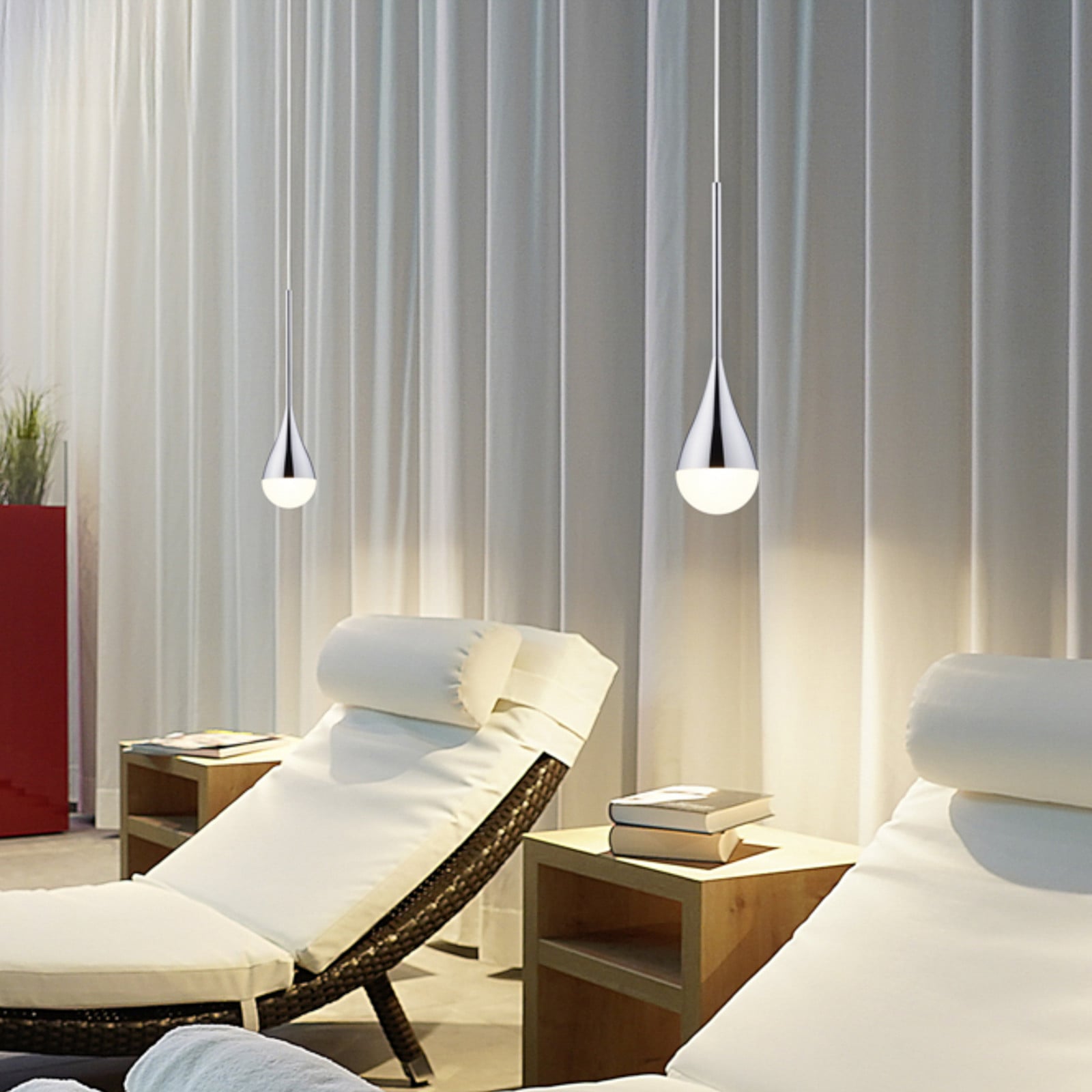 Lampă suspendată LED Helestra DUC crom IP44 Ø 7 cm - Baie - Modern - Aluminiu