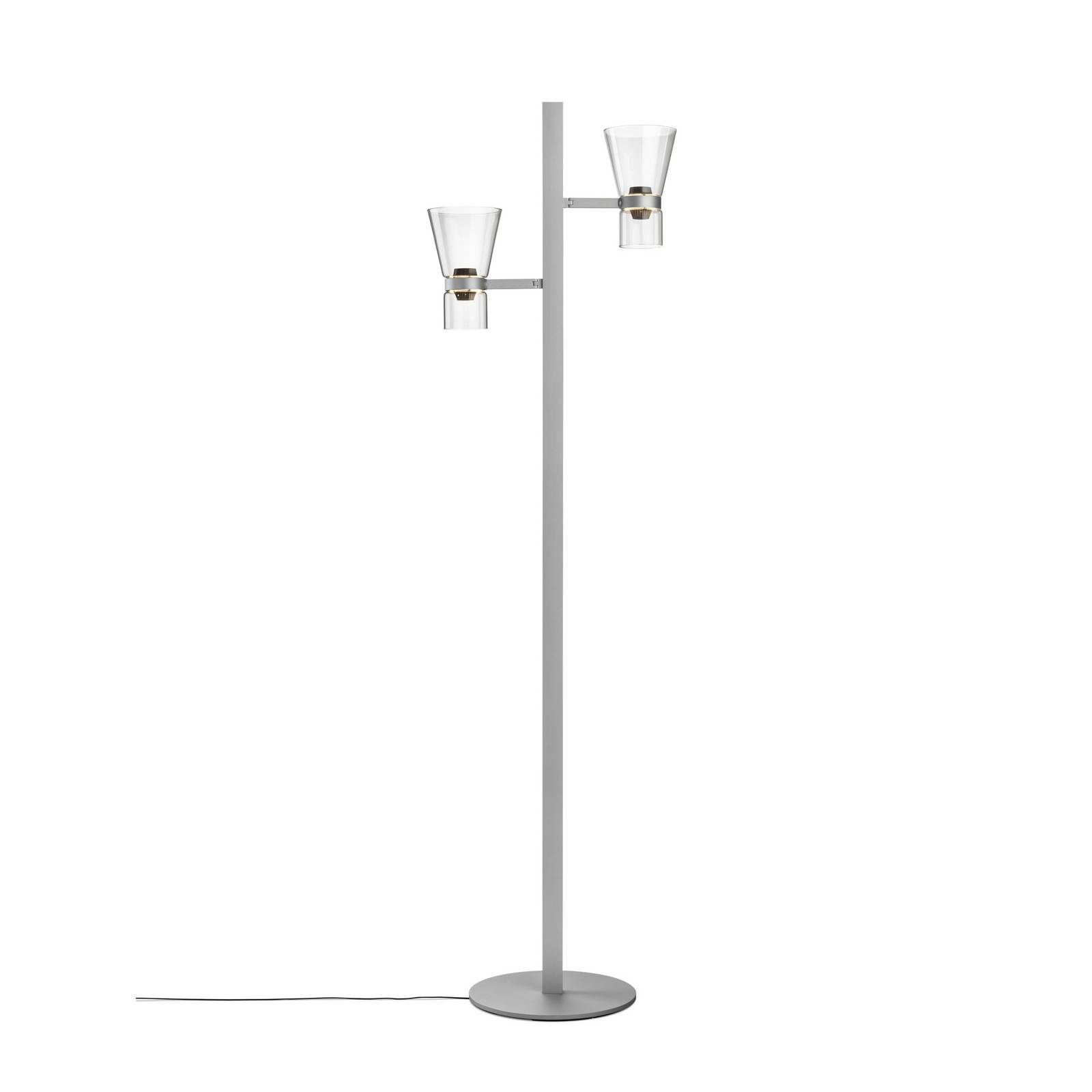 Flos LED-Stehlampe Nocturne F2 Cone, silber, 2-flg., 206 cm