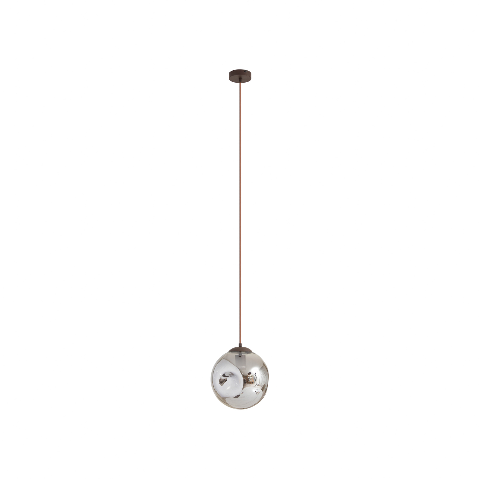 Lindby Valentina pendant light, E27, Ø 25 cm, smoky grey, glass