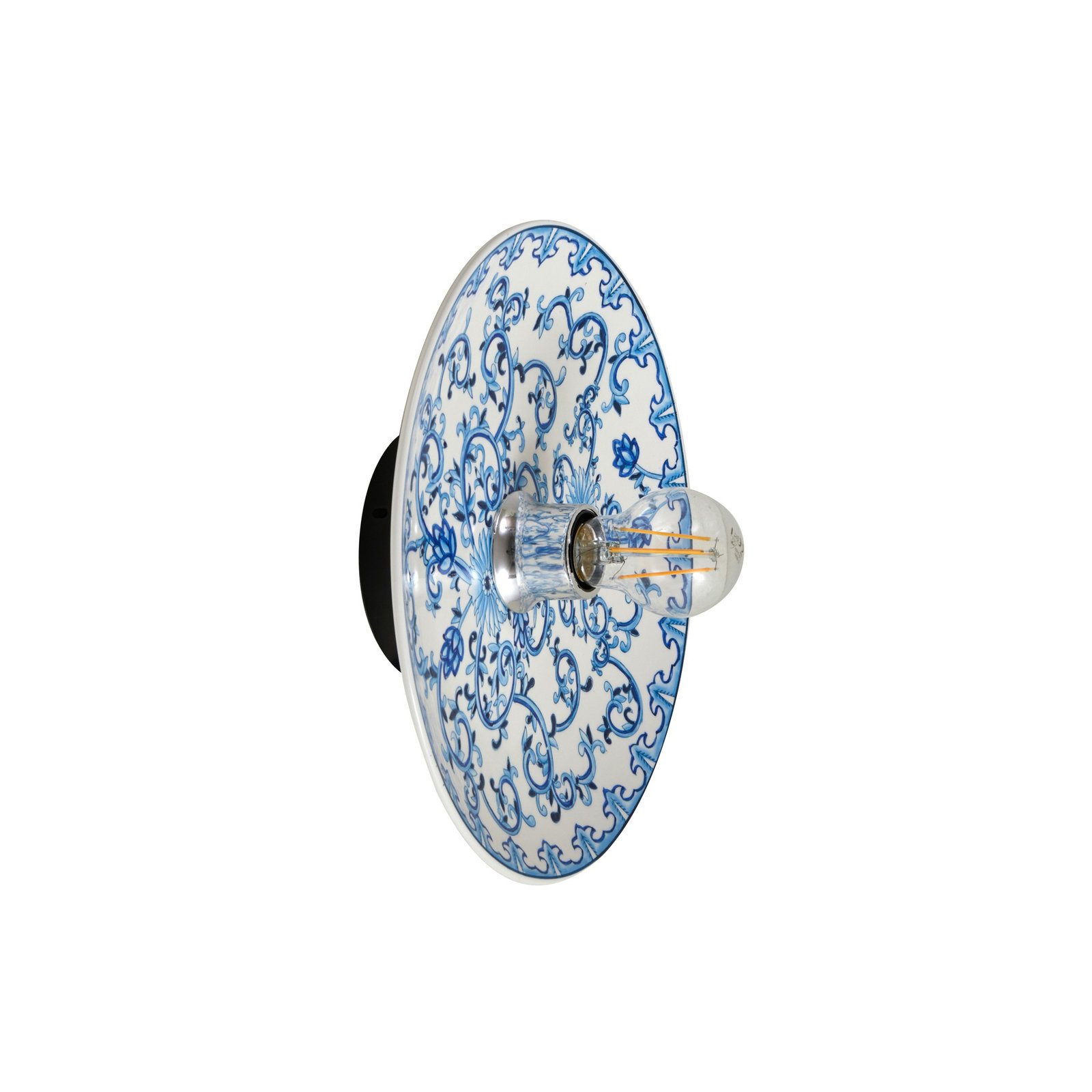 Lucande, candeeiro de parede Faelira, azul/branco, cerâmica