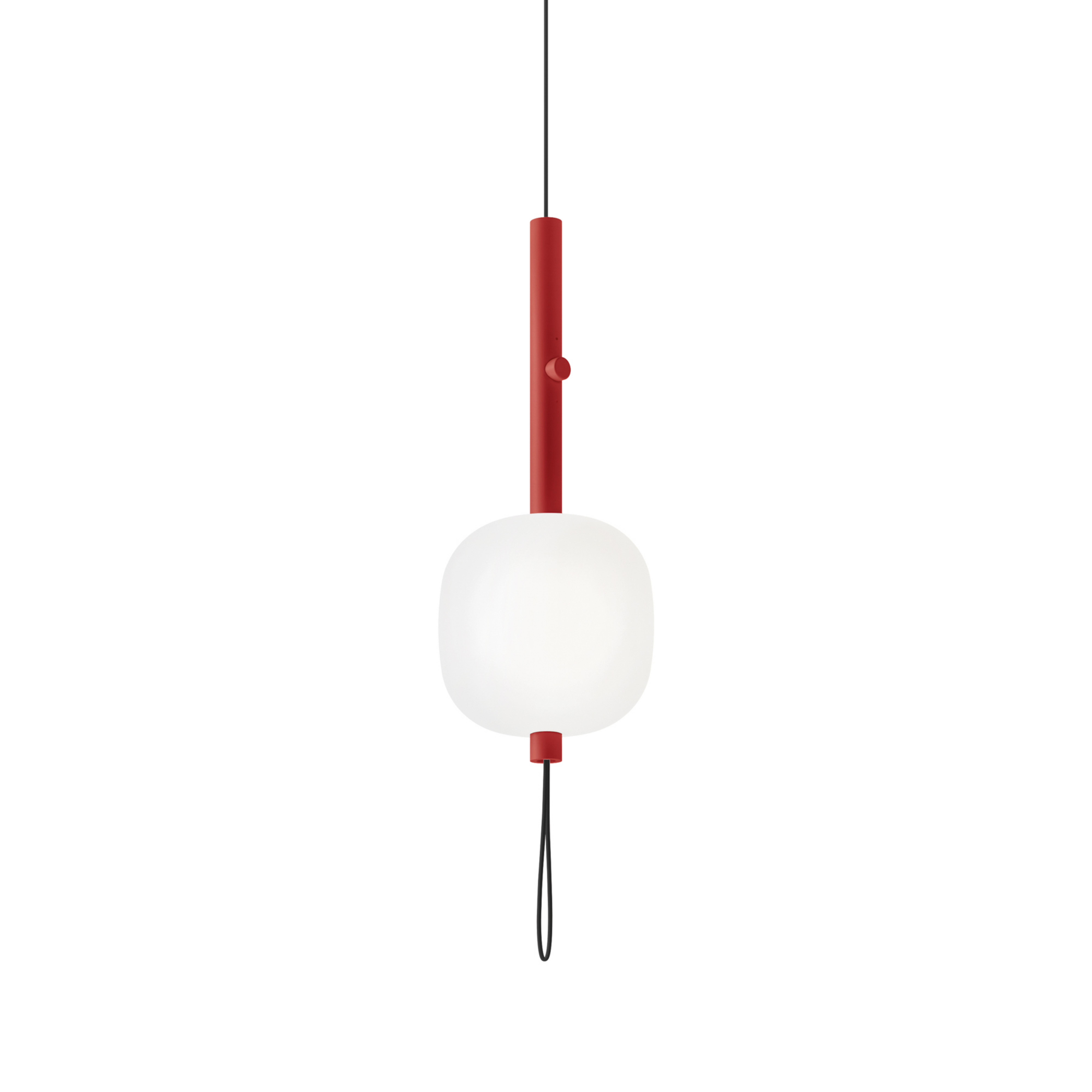 kdln Lampada LED a sospensione Motus, rosso/bianco, Ø 24 cm, vetro