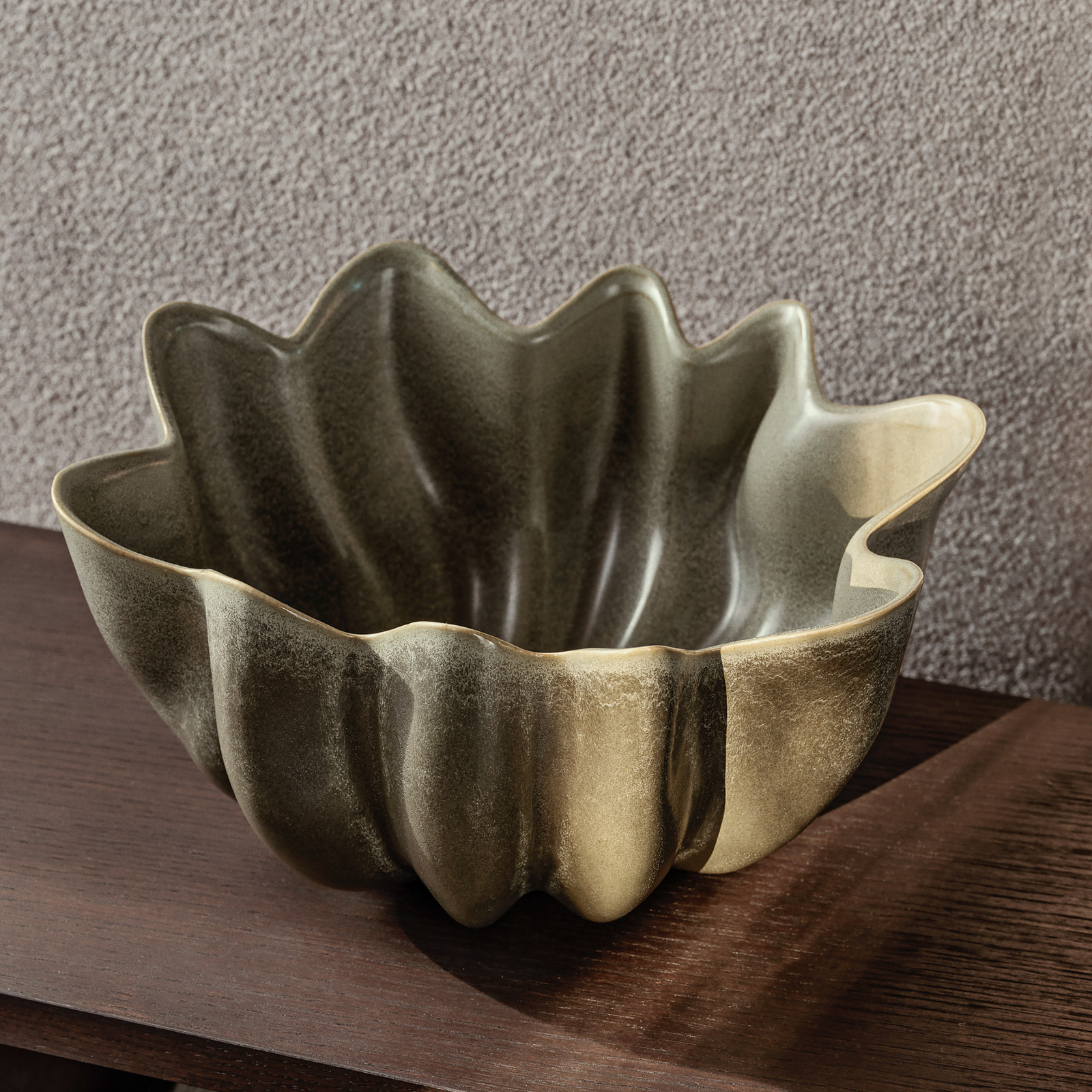 ferm LIVING Nium bowl, green, Ø 36 cm, ceramic, glazed