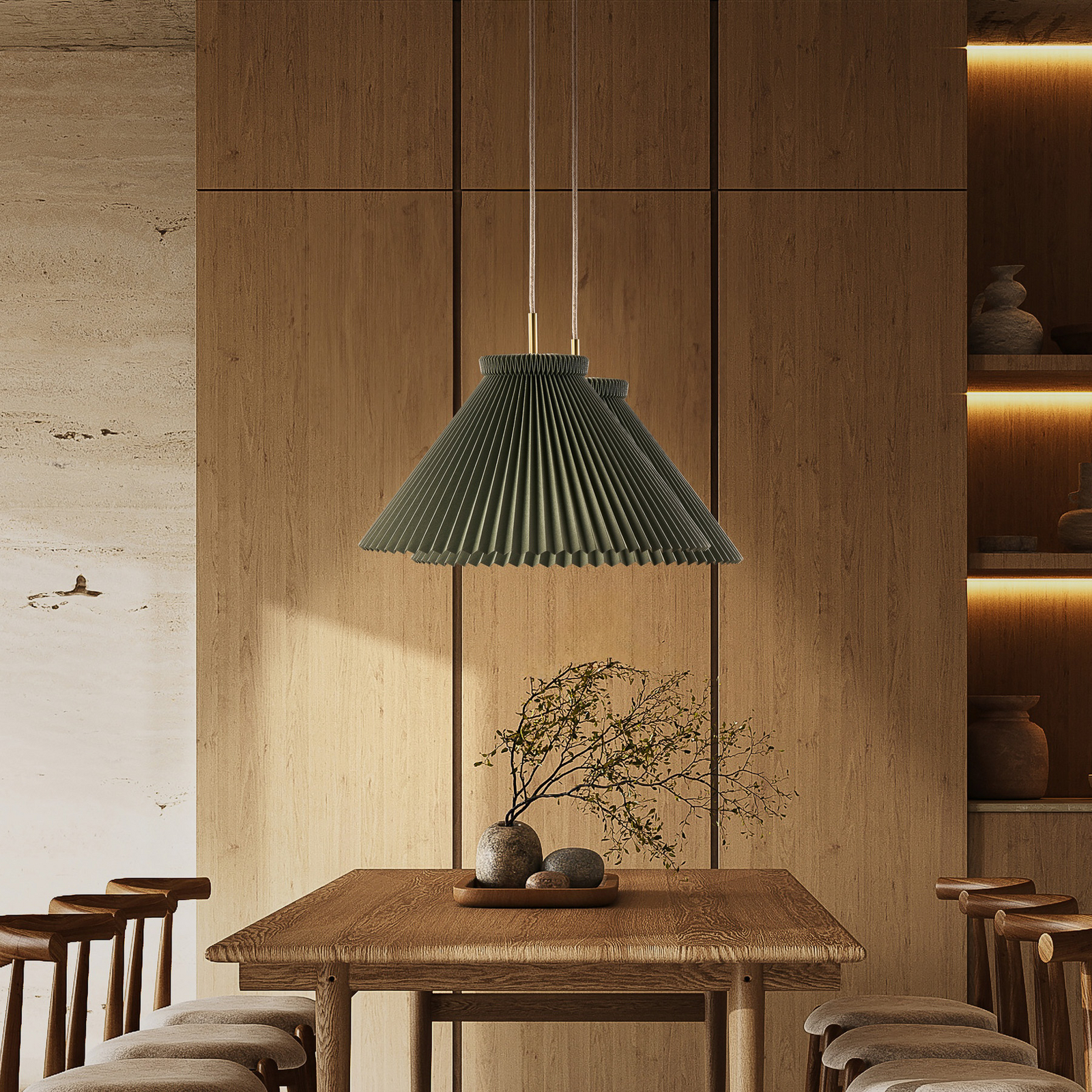 LE KLINT Hängeleuchte Model 1, moosgrün, Papier, Ø 44 cm