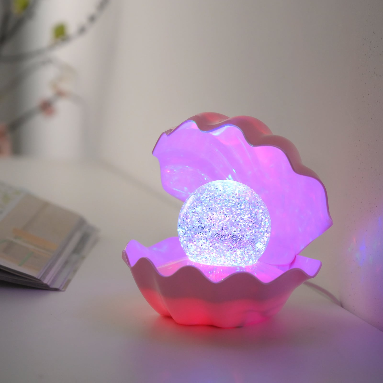 LED-laualamp Arielle, roosa, patareitoitega või USB-C-ühendusega, RGB LED-laualamp Arielle, roosa, patareitoitega või USB-C-ühendusega, RGB
