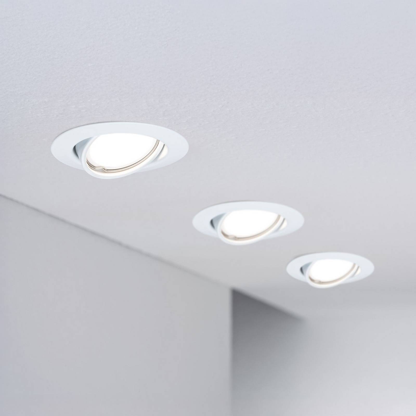 Paulmann LED-indbygningsspot Base Coin, hvid, tænd/sluk, 3 stk., 3000 K