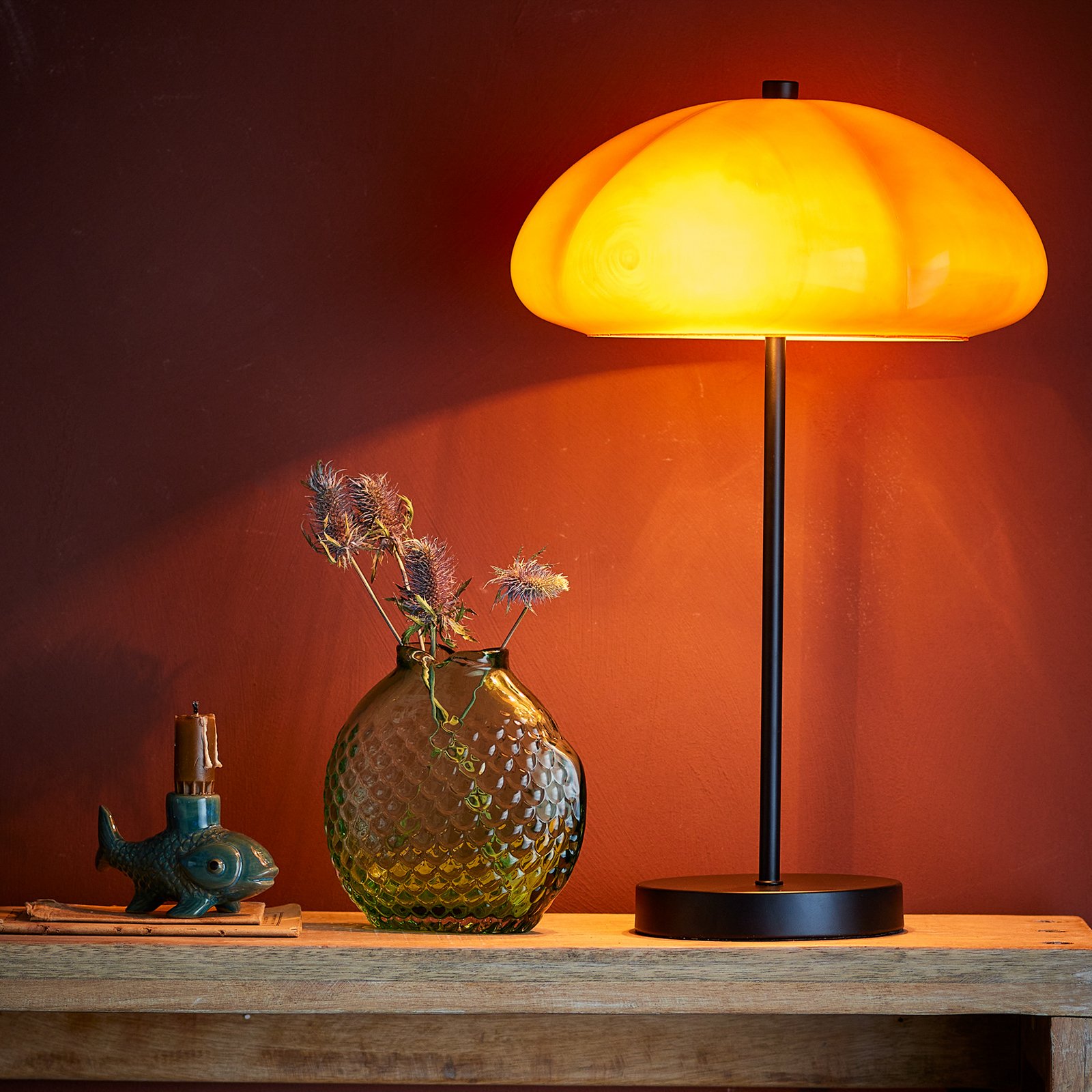 Kinoko Tischleuchte, Glas, gelb - BLOOMINGVILLE Kinoko Tischleuchte, Glas, gelb - BLOOMINGVILLE