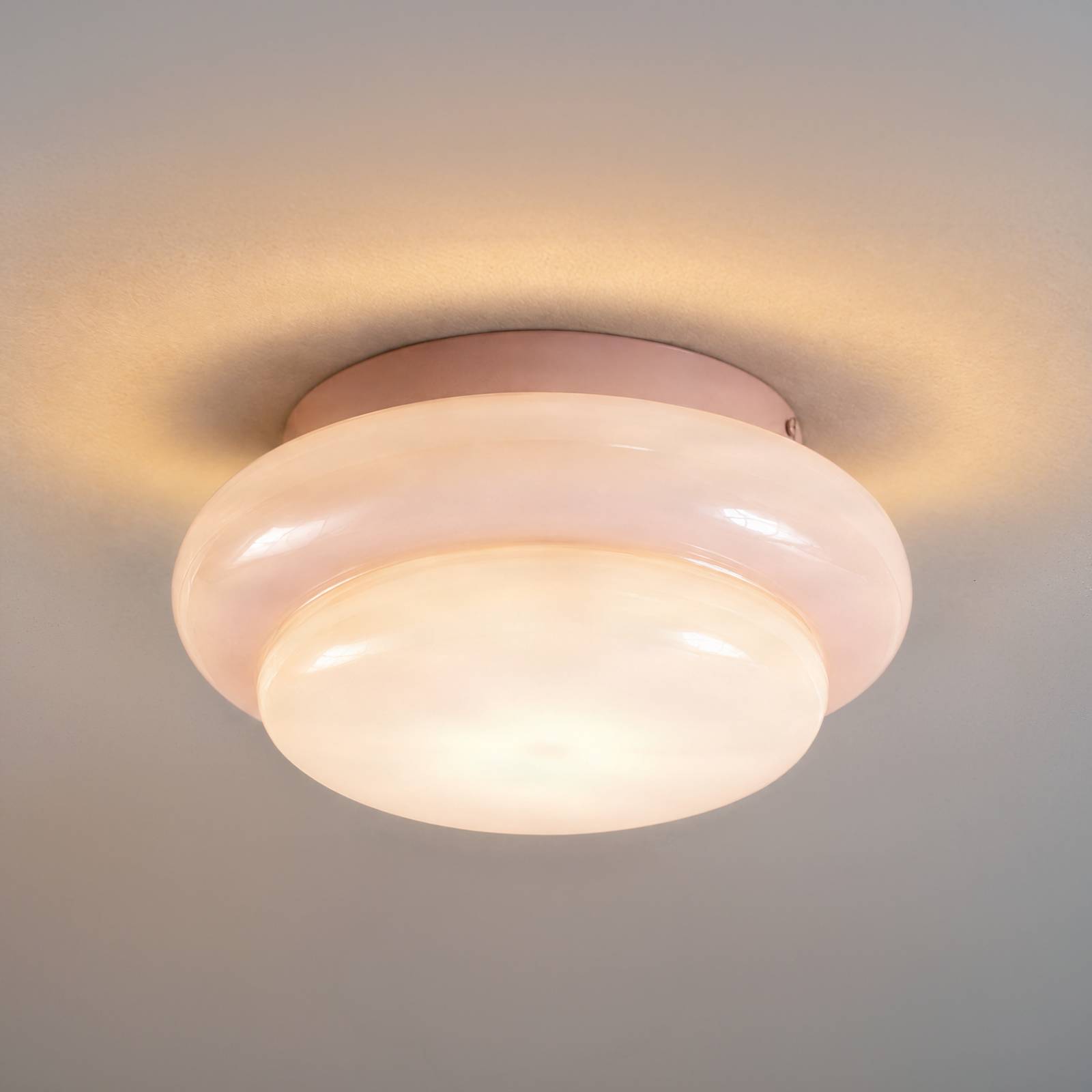Lampa sufitowa Lucande Leilani, Ø 35 cm, różowa, E27, szkło