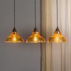 Lampada a sospensione Dilberay 326-S a 3 luci ambra/nero