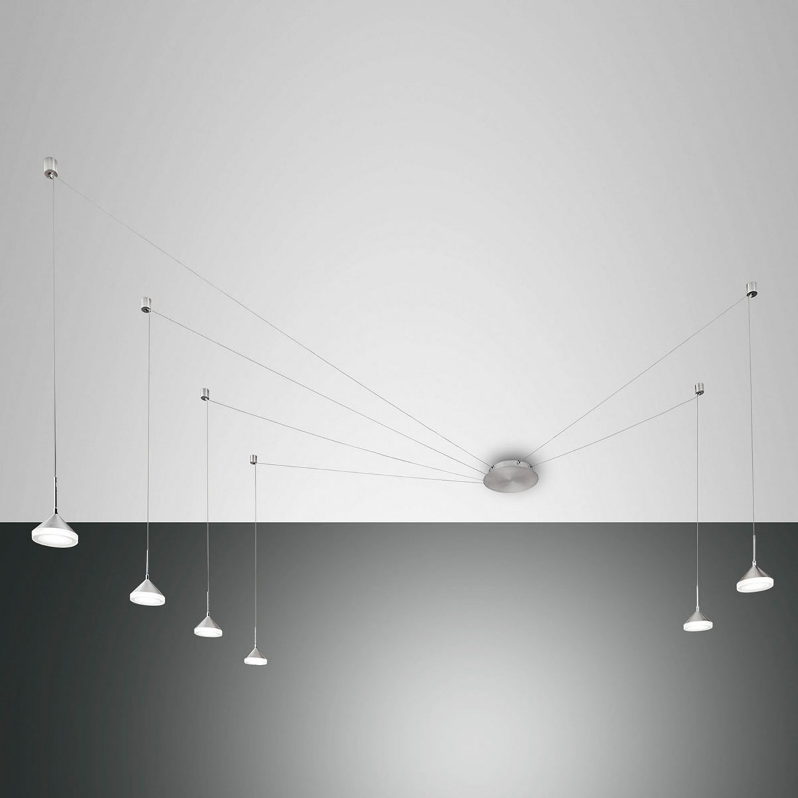 Fabas Luce Lampă pendul LED Isabella 6 becuri aluminiu - Camera de zi / sufragerie - modern - aluminiu satinat - Metal