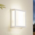 Lindby outdoor wall light Sivana, white, aluminium, 26 cm x 26 cm