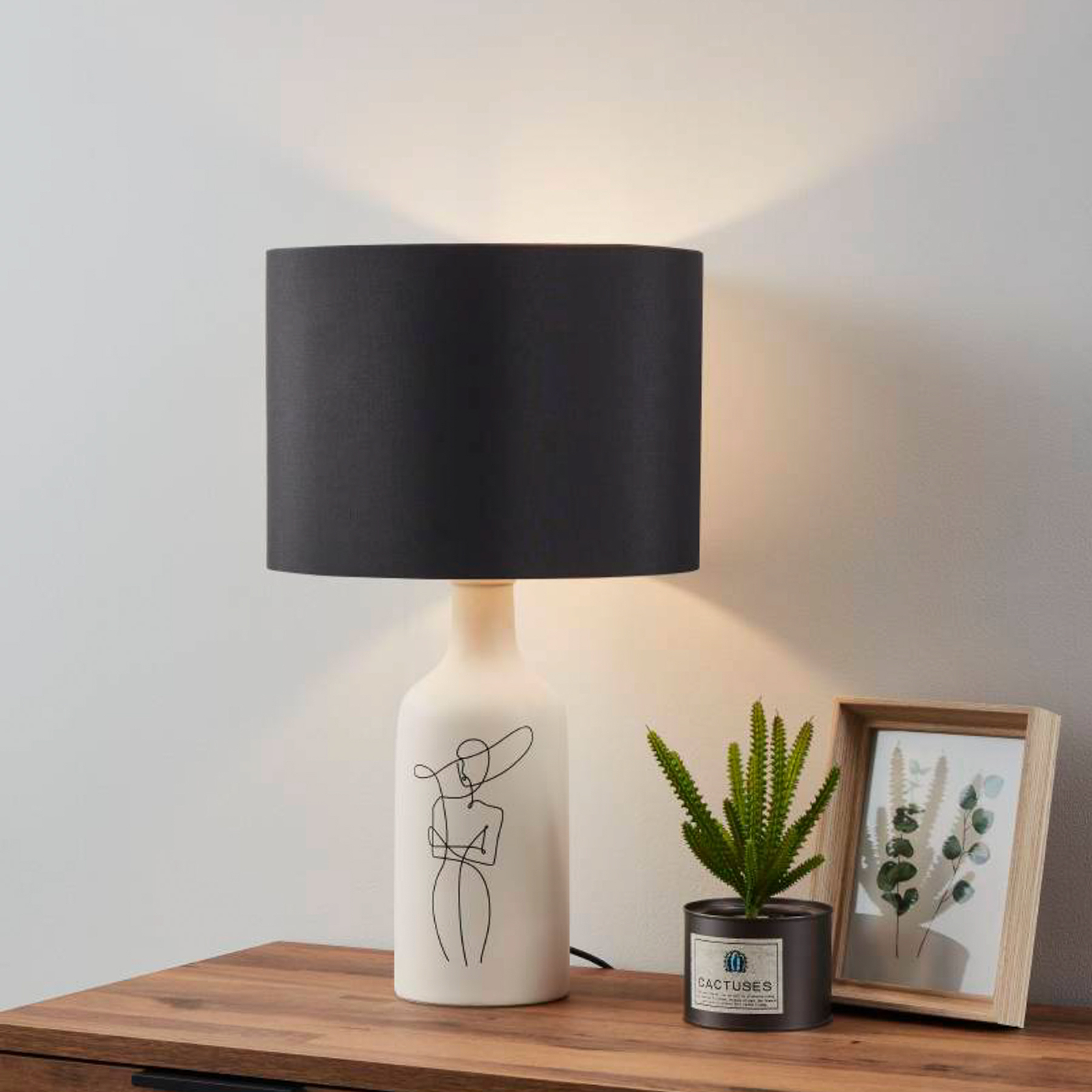 EGLO Vinoza table lamp, white base lampshade black