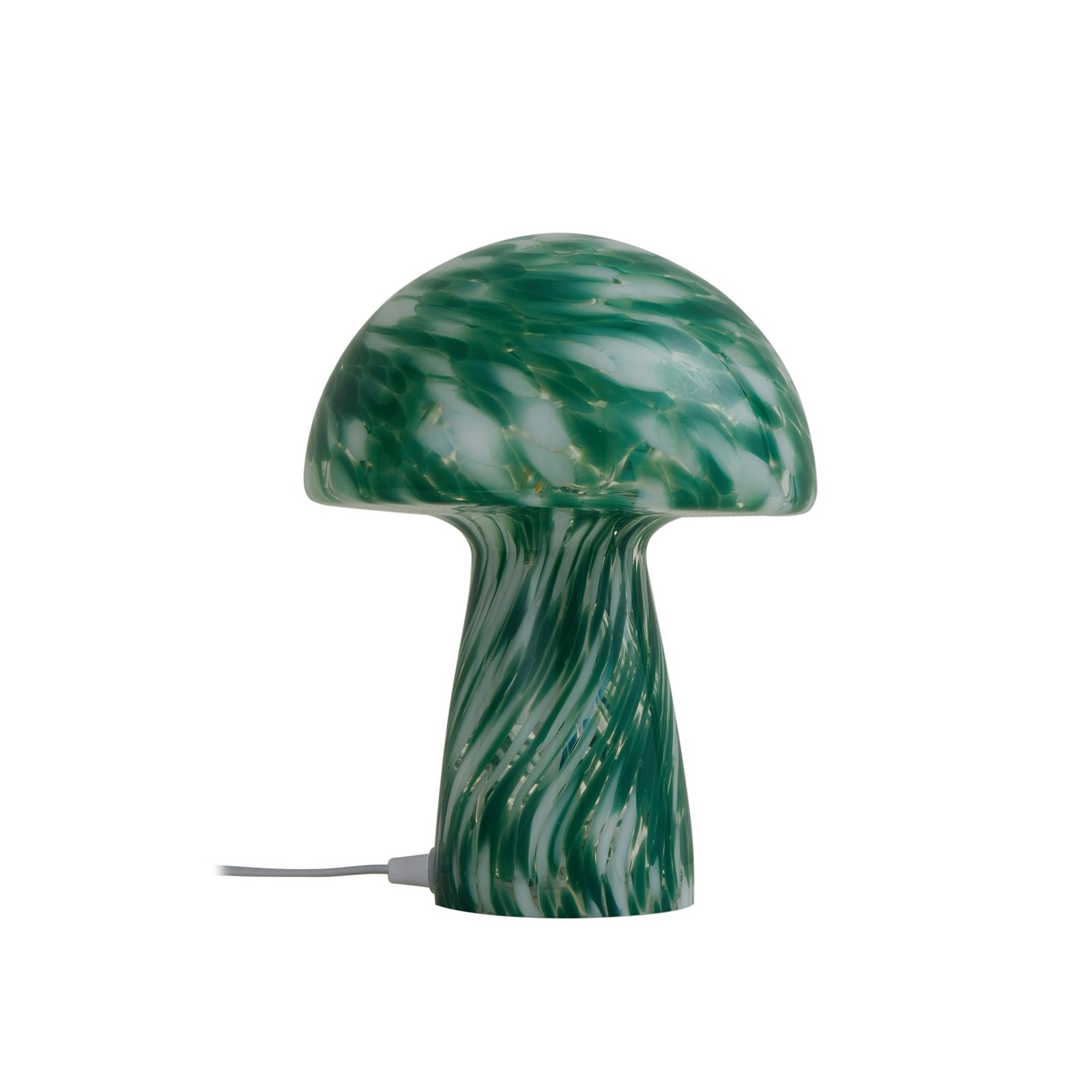 Lampă de masă Lindby Hubi, verde, sticlă, Ø 22 cm, formă de ciupercă