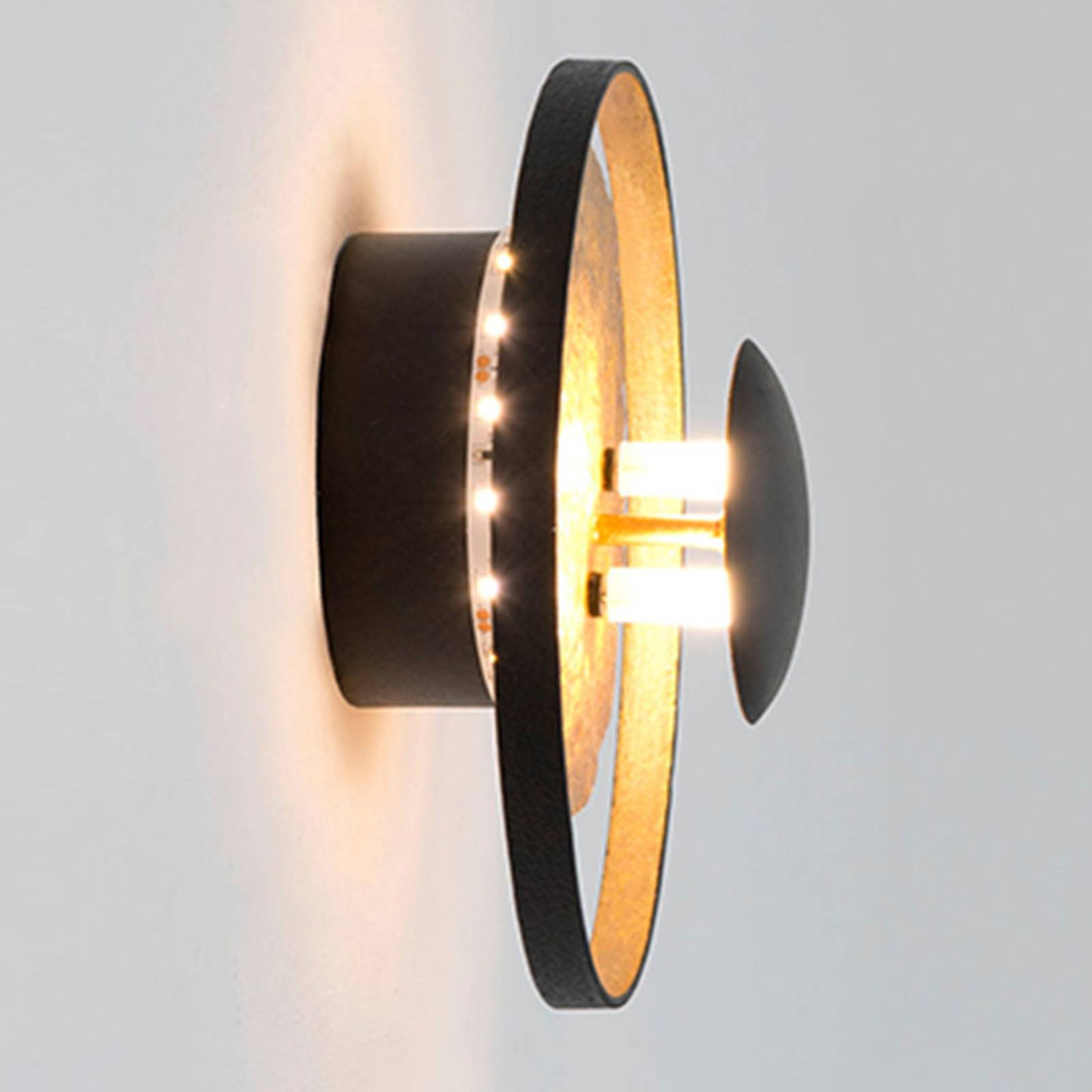 Kinkiet Satellite, Ø 19 cm czarno-złoty