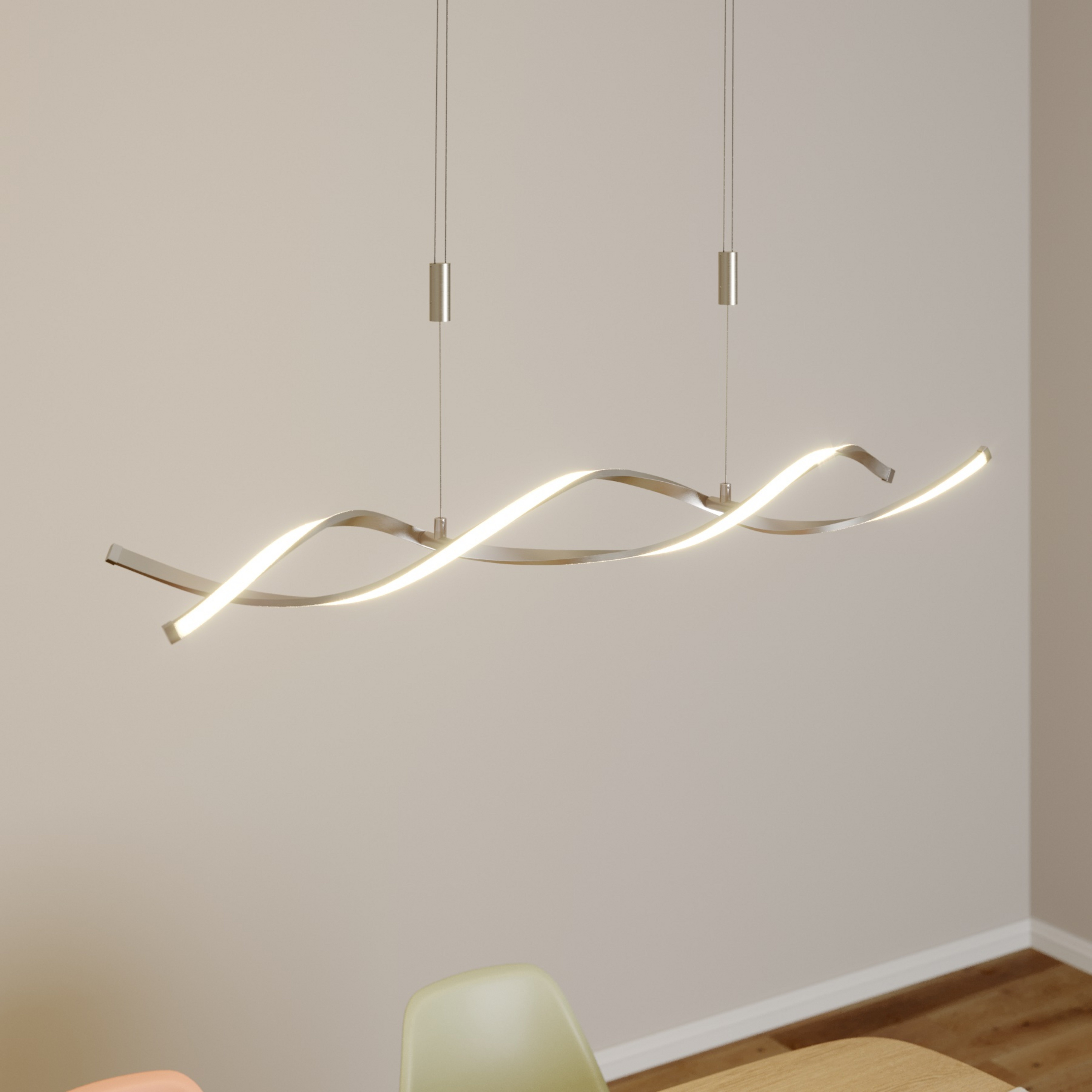 Lindby LED viseća lampa Auron, boja nikla, metalna, prigušiva