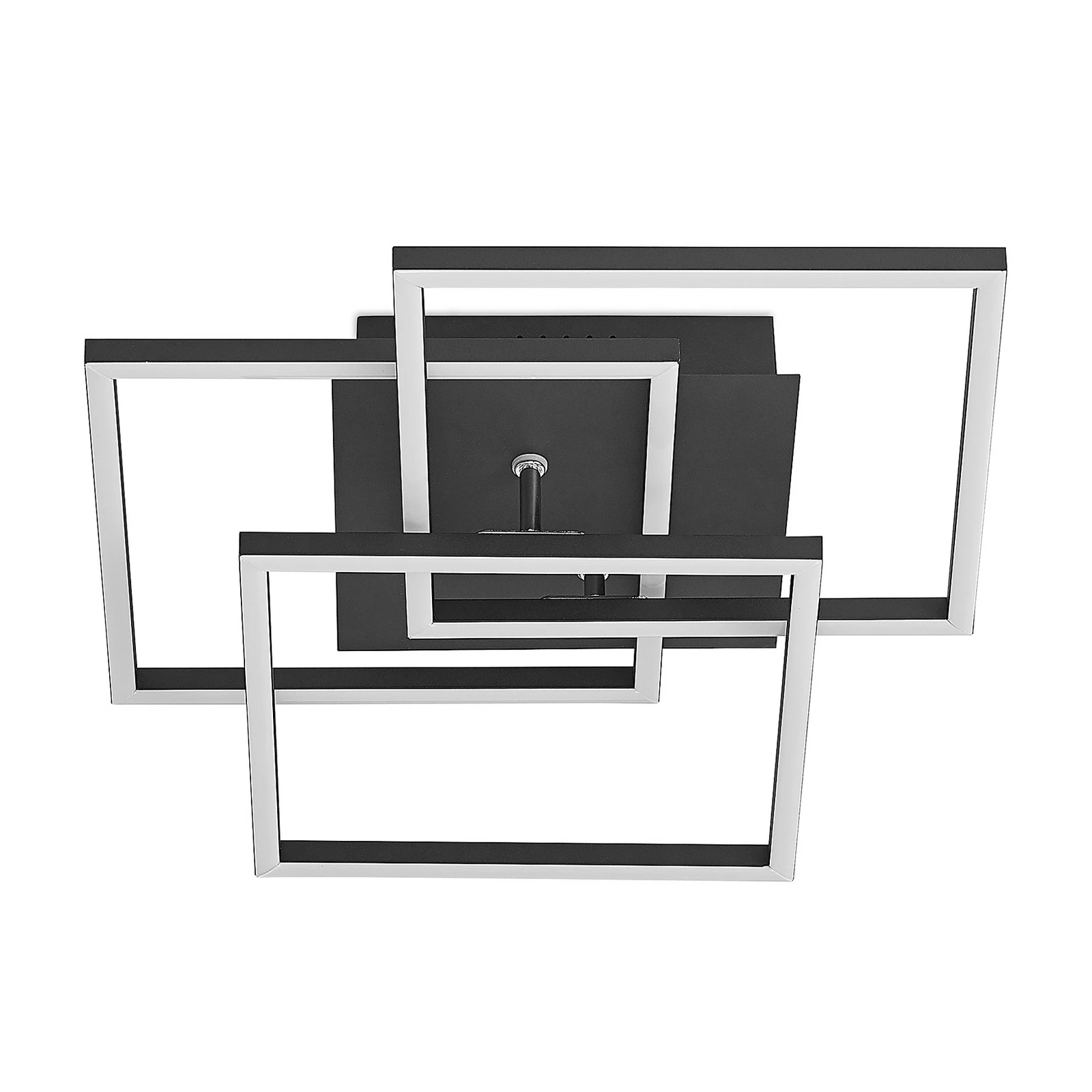 Lindby Plafonnier LED Quiana, CCT, angulaire, noir, 42cm