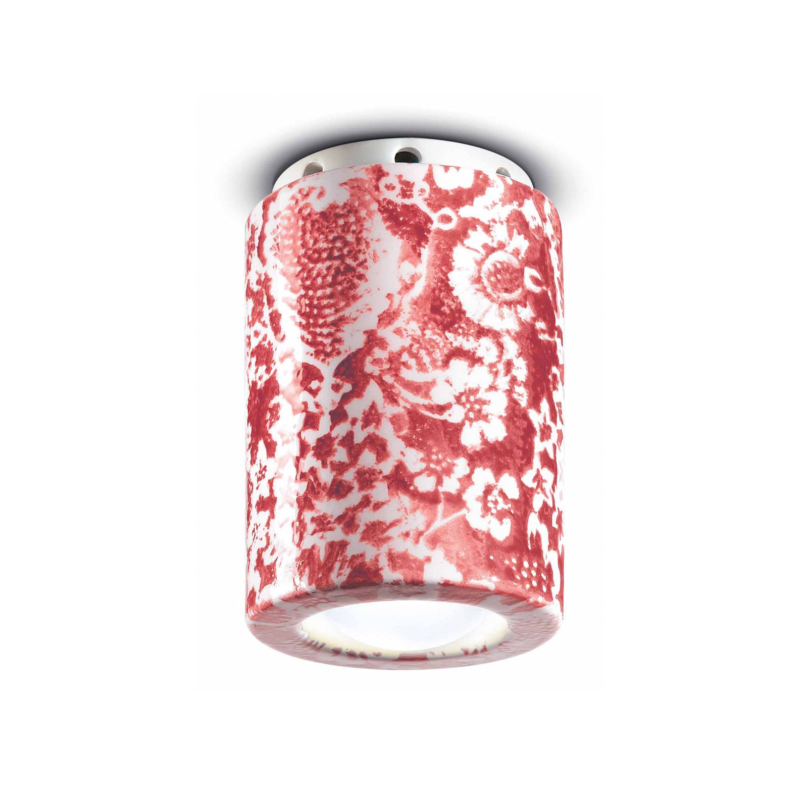 E-shop PI stropné svietidlo, kvetinový vzor, Ø 8,5 cm červená / biela