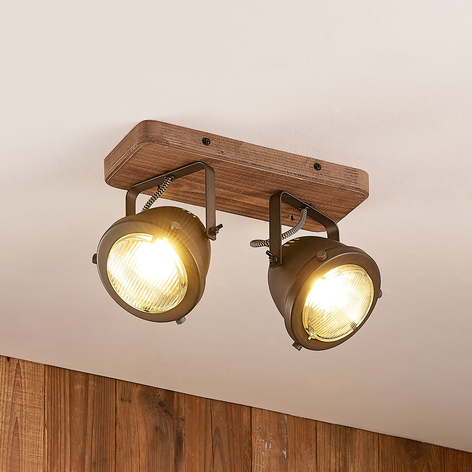 Lindby Farovi takspotlight svart, 2 lampor