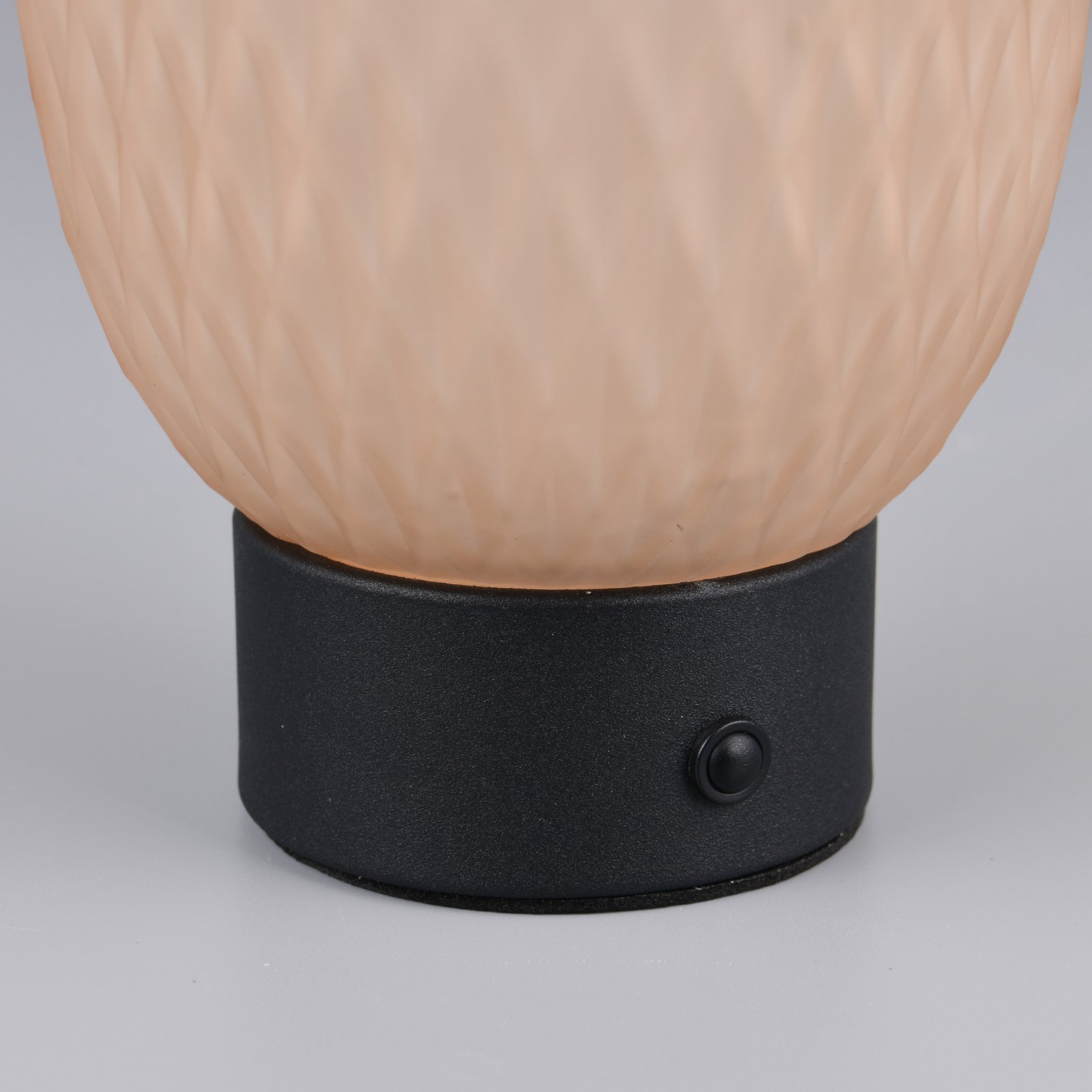 LED rechargeable table lamp Facette, amber, USB, glass