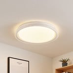 Lindby LED griestu gaisma Sleya Ø 50 cm, balta, CCT, aptumšojama