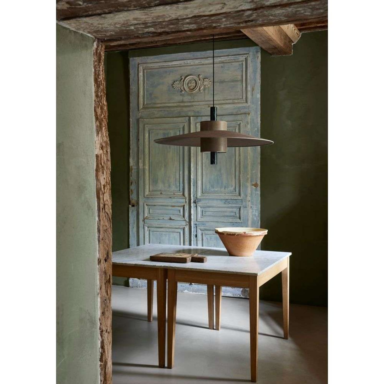 Thésée Pendelleuchte L, dunkelbraun, Ø 95 cm Forestier - Esszimmer - Stoff / Textil - Mit Schirm
