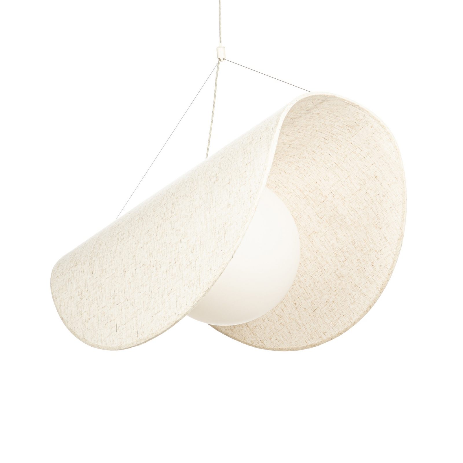 Suspension LED Tamani, 60 cm, lin, verre, blanc, à intensité variable - Lucande