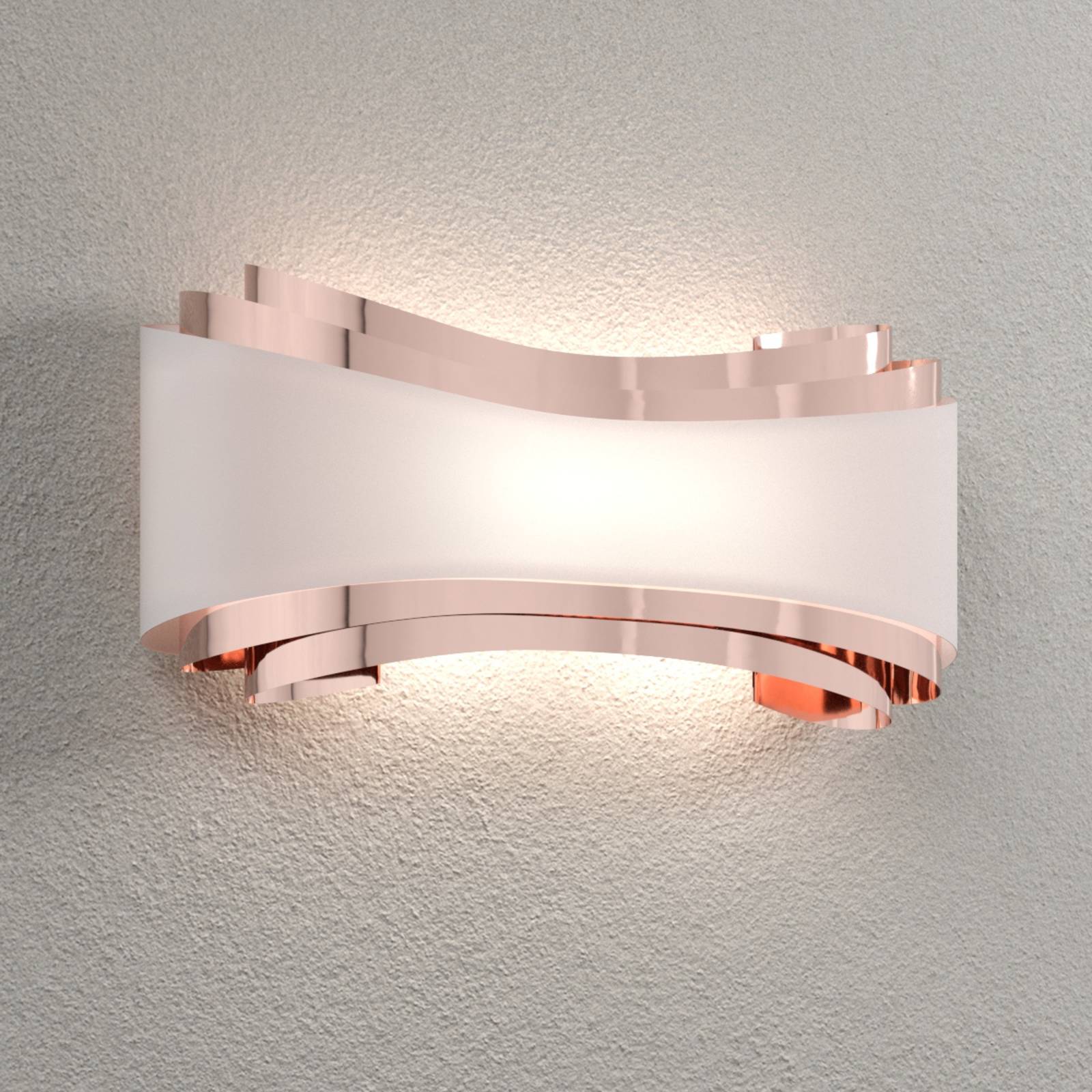 LED wandlamp Ionica, koper met glazen plaat