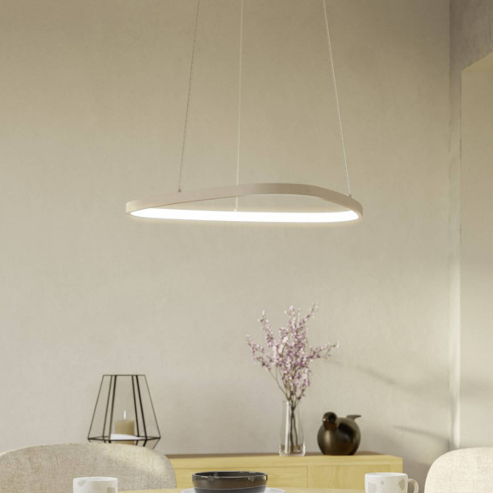 Żyrandol LED EGLO LEPORANO, beżowa, Ø 54 cm, CCT, metal