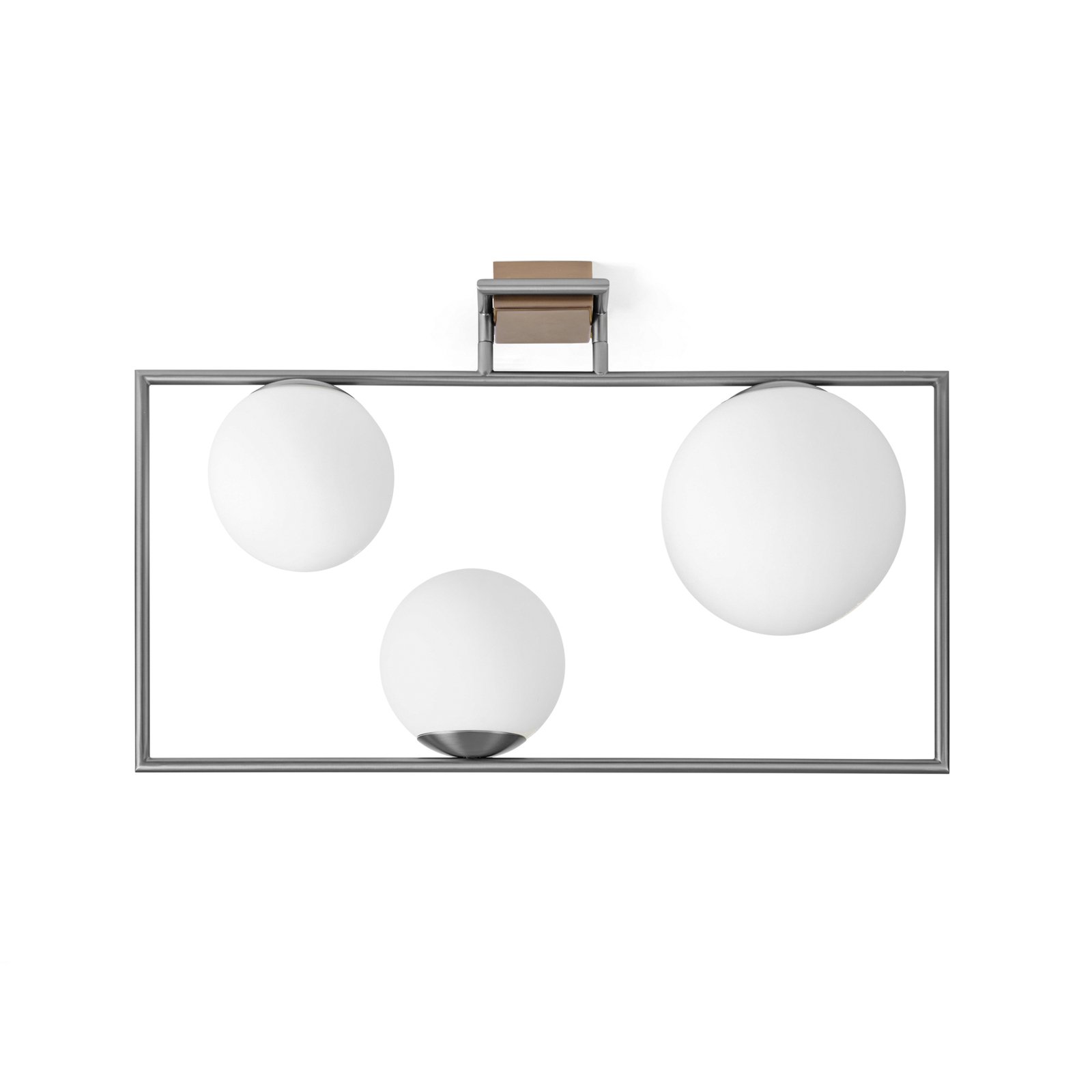 Buble plafondlamp, staalkleurig, 3-lamps, glas