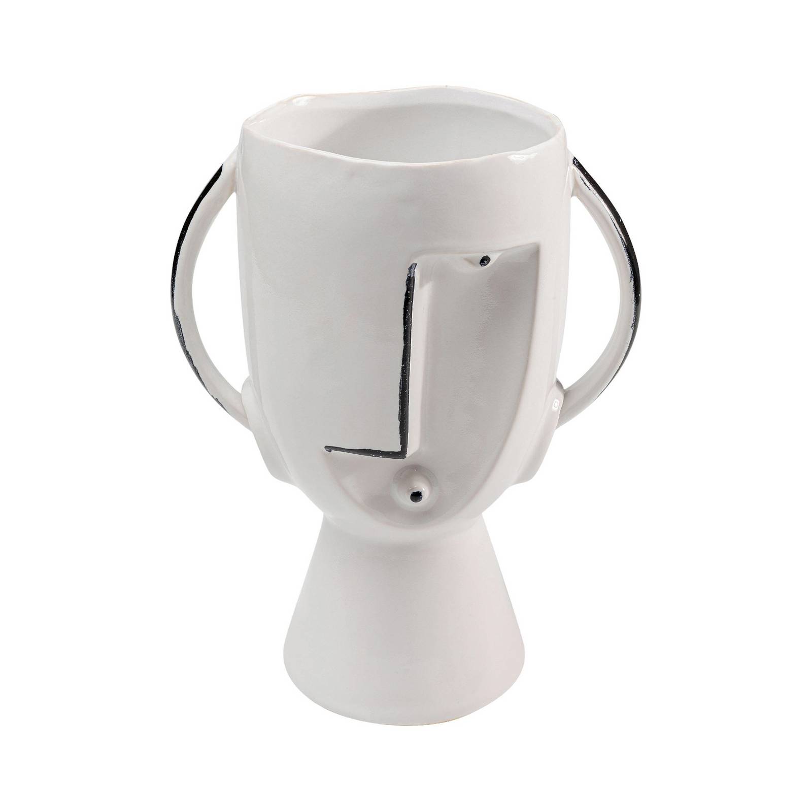 KARE Vase Face Pot, Höhe 30 cm, Steinzeug glasiert, bemalt